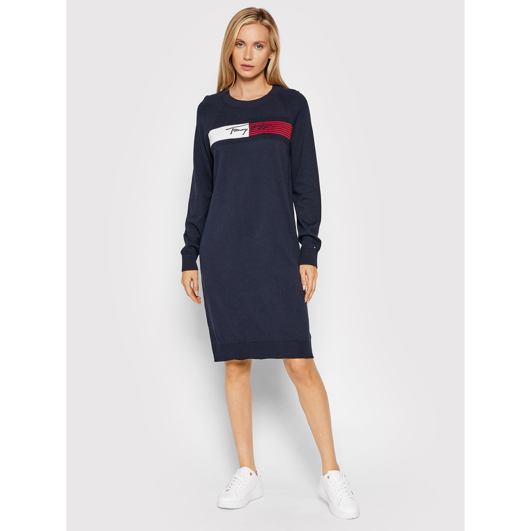 Tommy Hilfiger Úpletové šaty Graphic WW0WW31483 Tmavomodrá Regular Fit - Pepit.sk