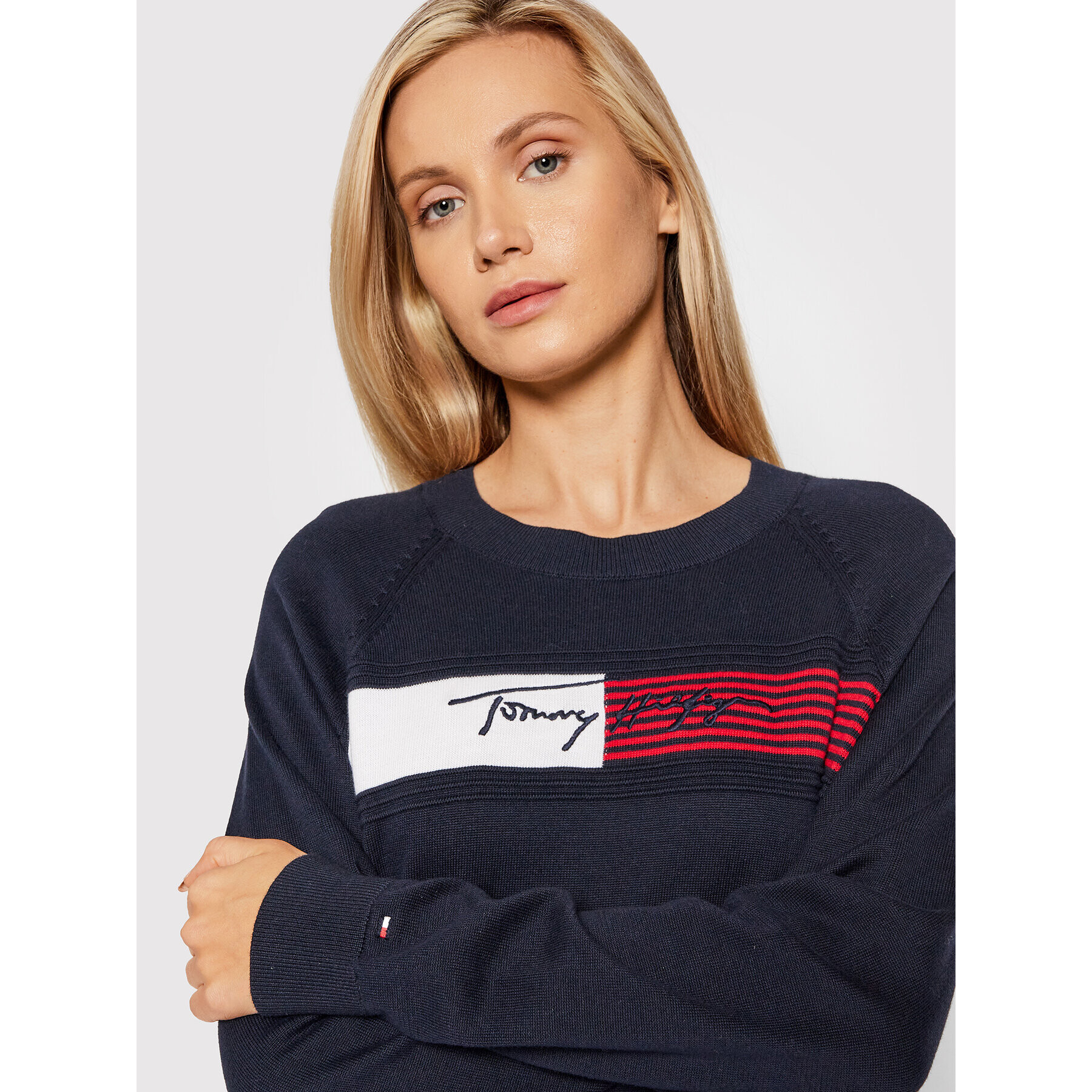 Tommy Hilfiger Úpletové šaty Graphic WW0WW31483 Tmavomodrá Regular Fit - Pepit.sk