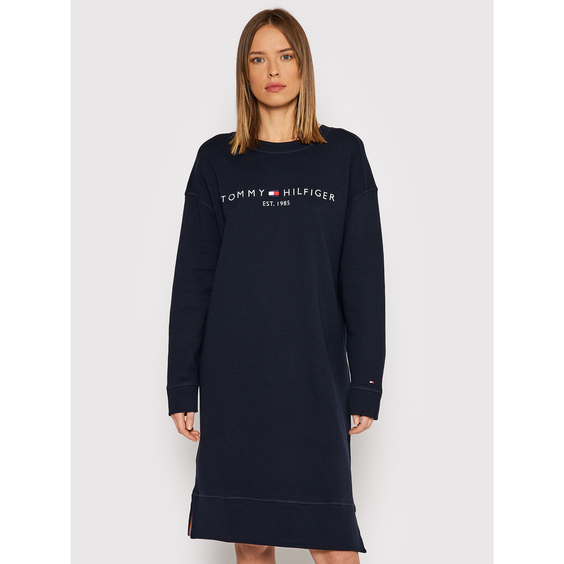 Tommy Hilfiger Úpletové šaty Relaxed Hilfiger WW0WW32270DW5 Tmavomodrá Relaxed Fit - Pepit.sk