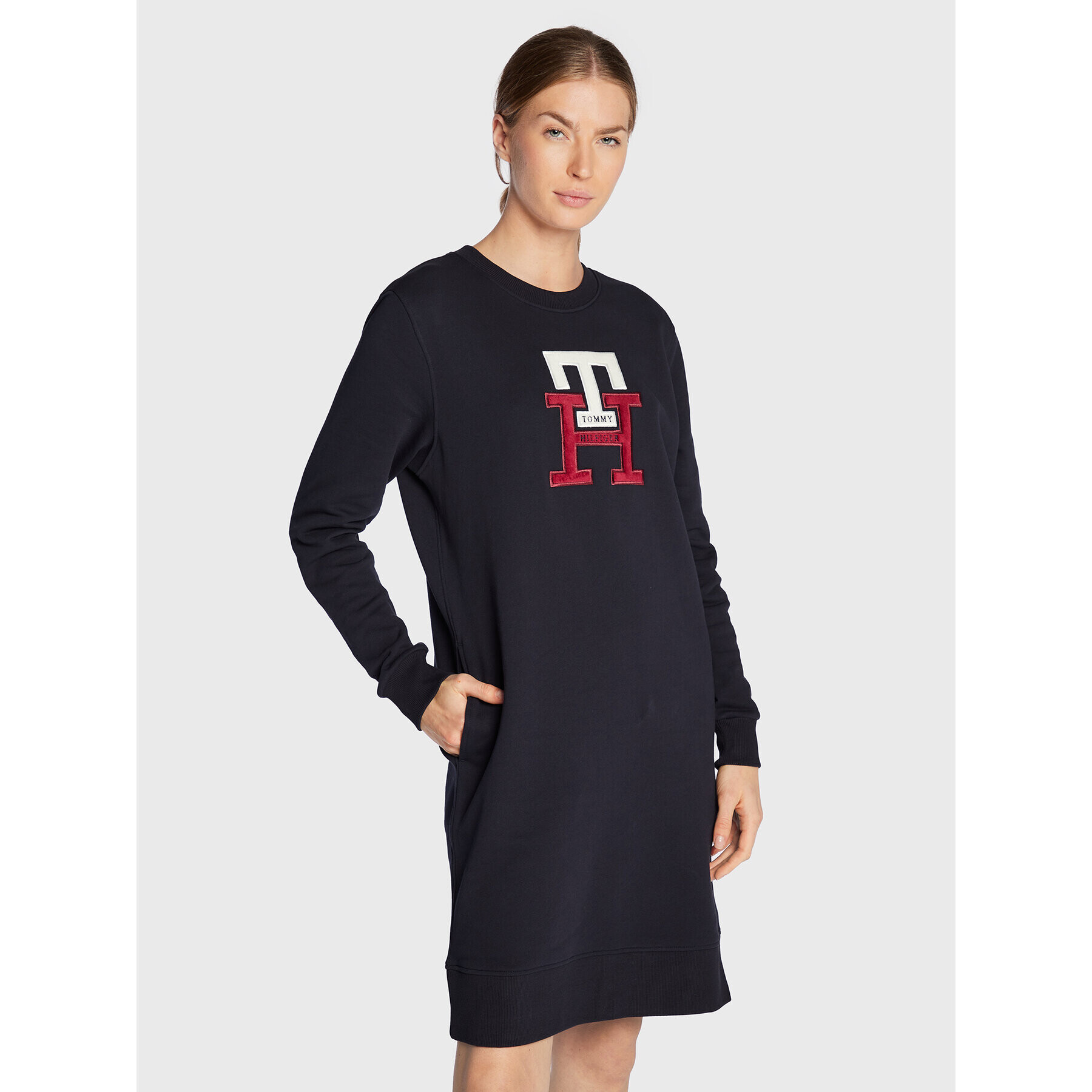 Tommy Hilfiger Úpletové šaty Terry Monogram WW0WW37442 Tmavomodrá Regular Fit - Pepit.sk