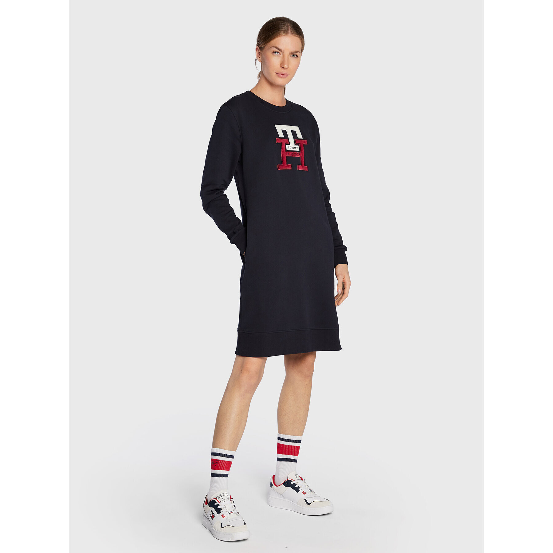 Tommy Hilfiger Úpletové šaty Terry Monogram WW0WW37442 Tmavomodrá Regular Fit - Pepit.sk