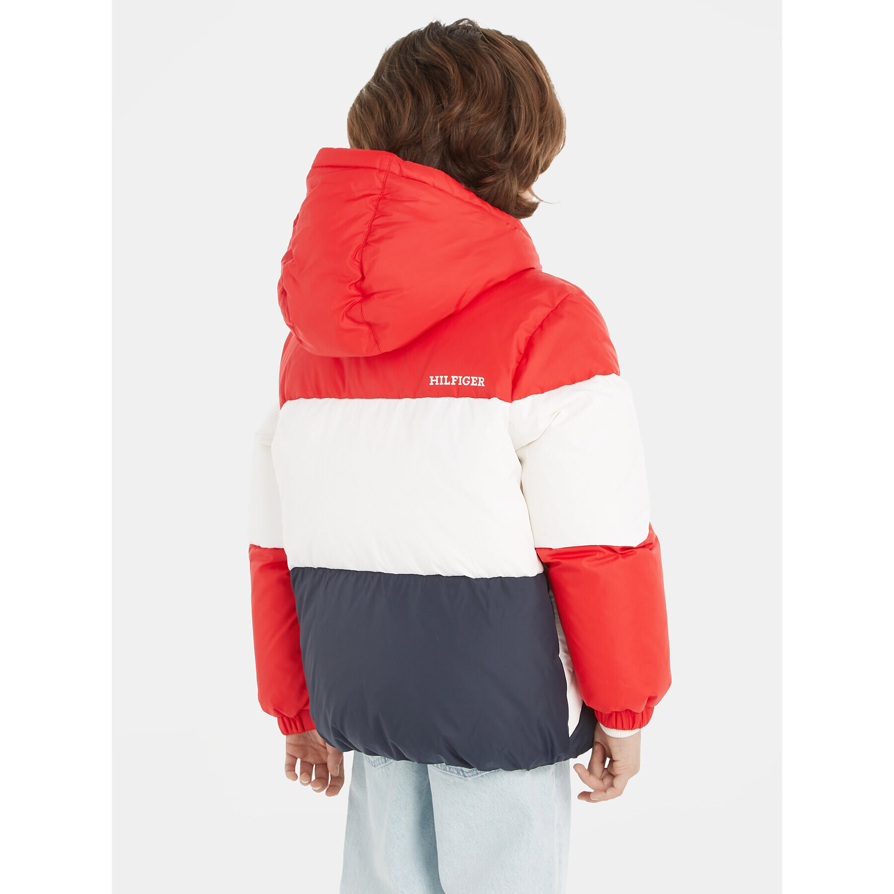 Tommy Hilfiger Vatovaná bunda Essential Colorblock KB0KB08559 M Červená Regular Fit - Pepit.sk