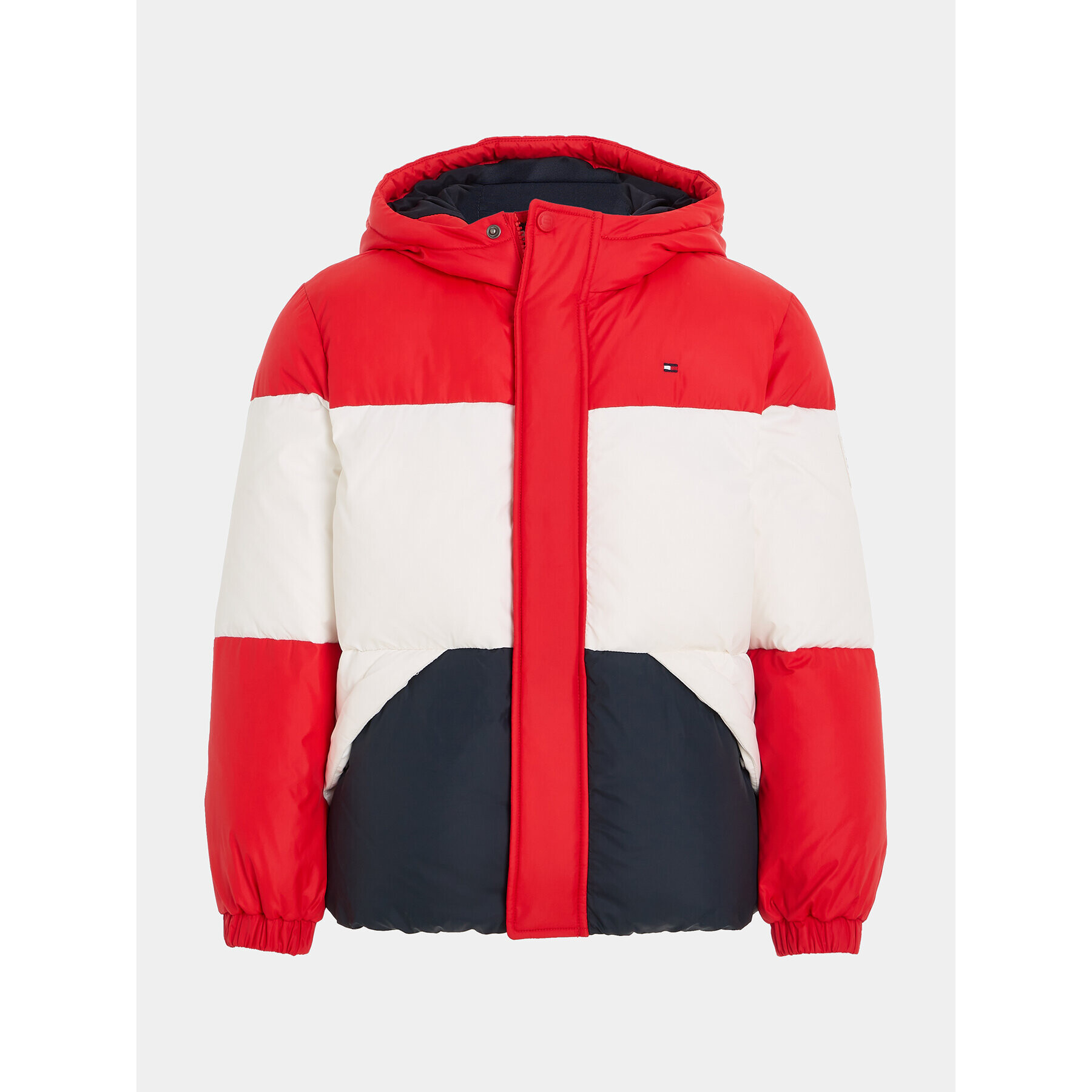 Tommy Hilfiger Vatovaná bunda Essential Colorblock KB0KB08559 M Červená Regular Fit - Pepit.sk