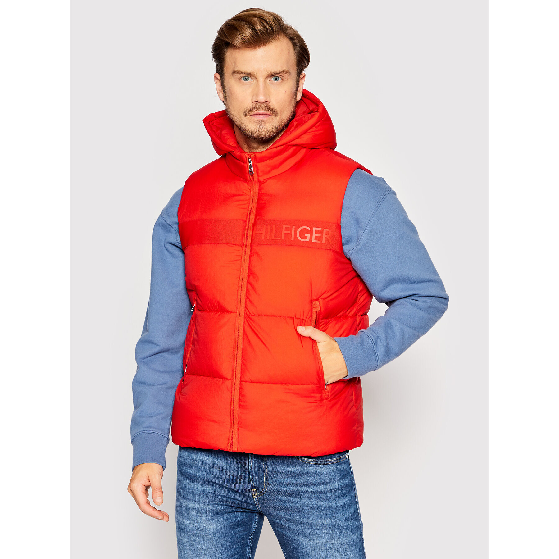 Tommy Hilfiger Vesta High Loft Vest MW0MW27680 Červená Regular Fit - Pepit.sk