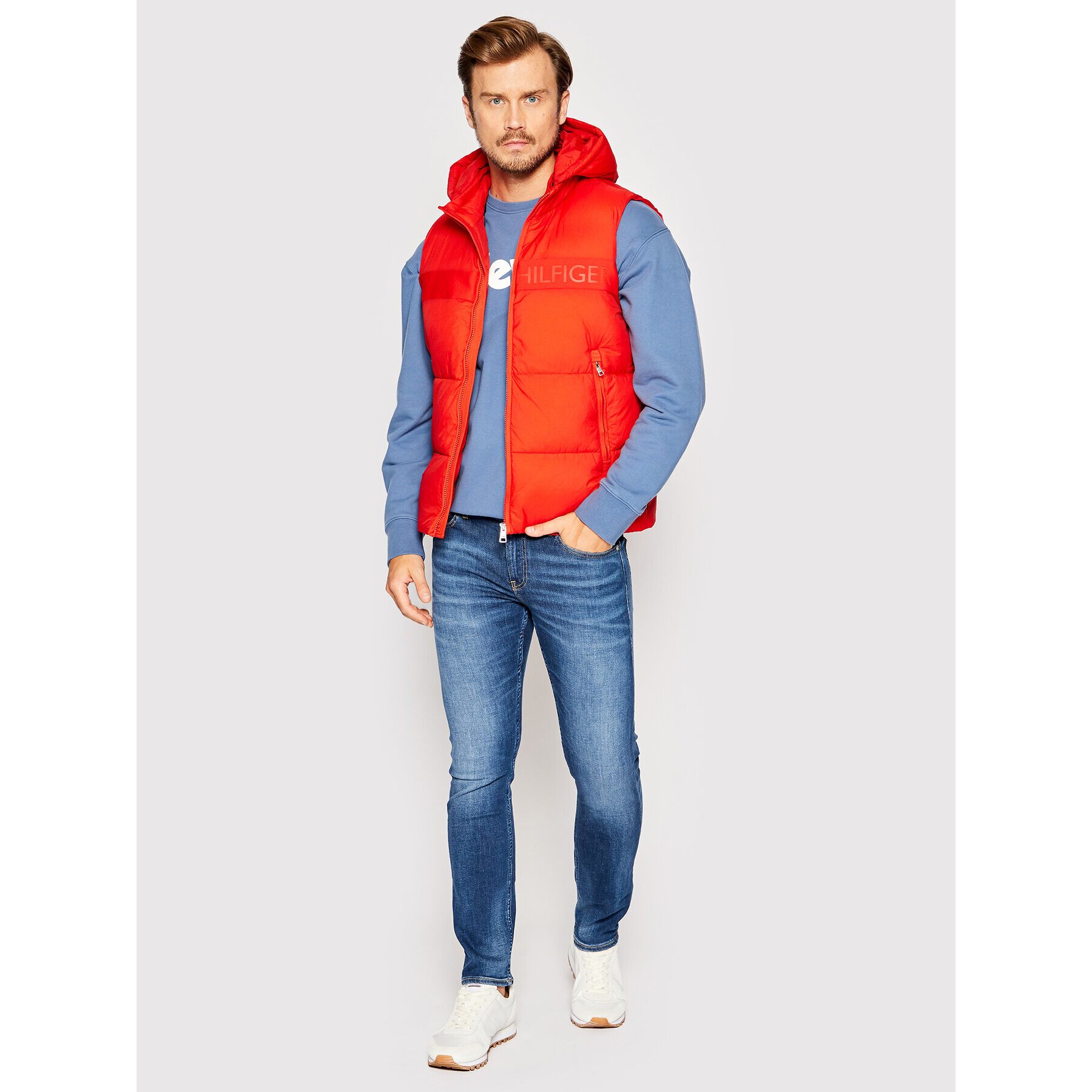 Tommy Hilfiger Vesta High Loft Vest MW0MW27680 Červená Regular Fit - Pepit.sk