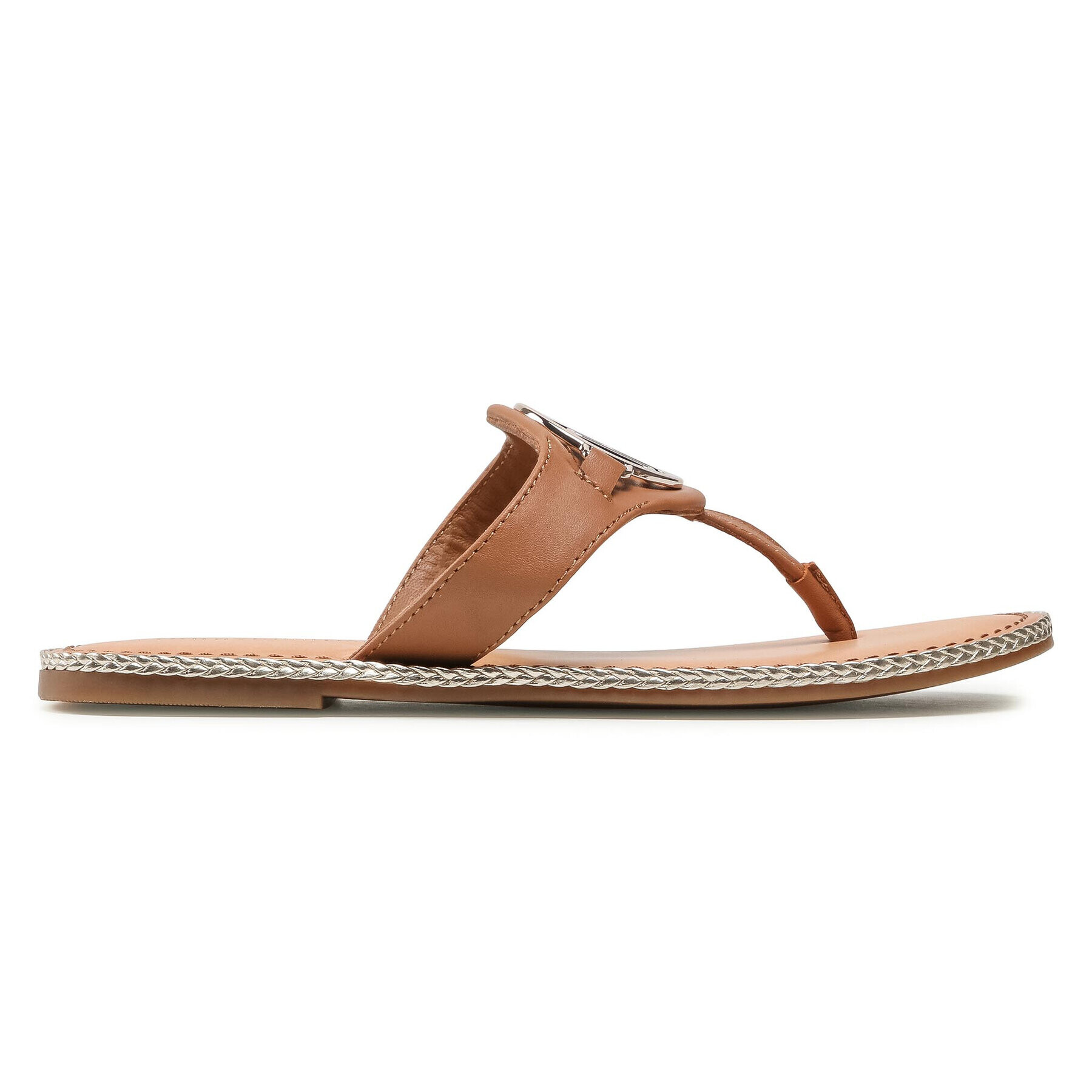 Tommy Hilfiger Žabky Essential Leather Flat Sandal FW0FW05620 Hnedá - Pepit.sk