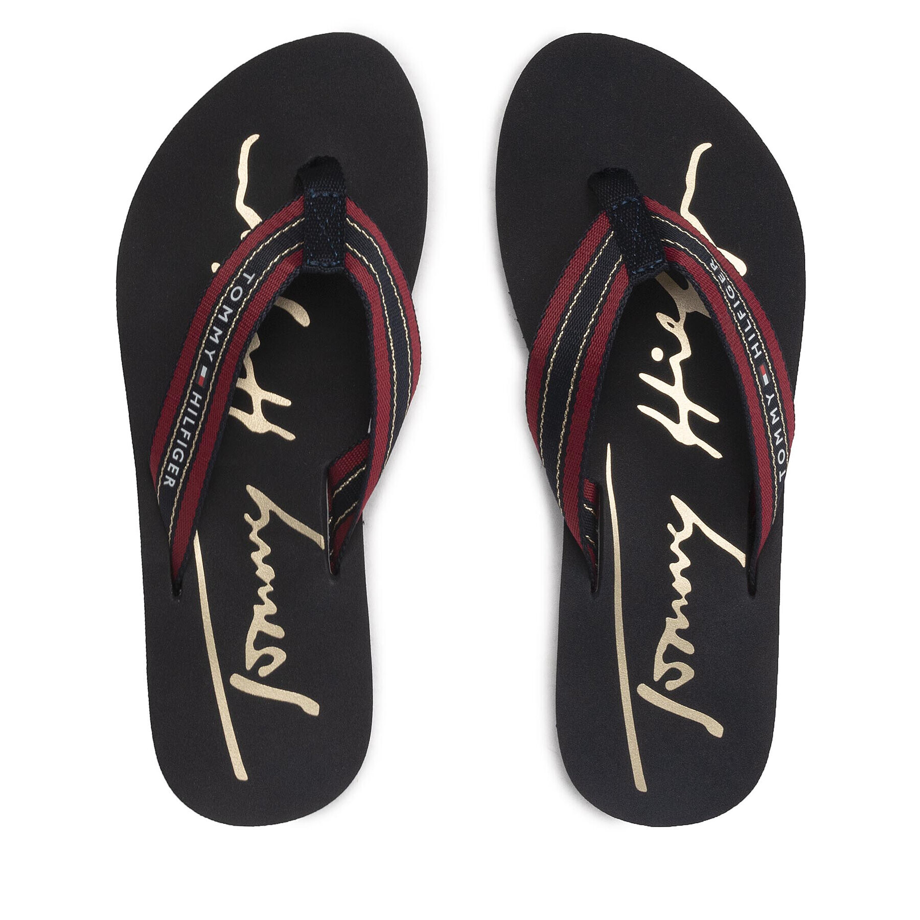 Tommy Hilfiger Žabky Gold Signature Beach Sandal FW0FW06709 Bordová - Pepit.sk