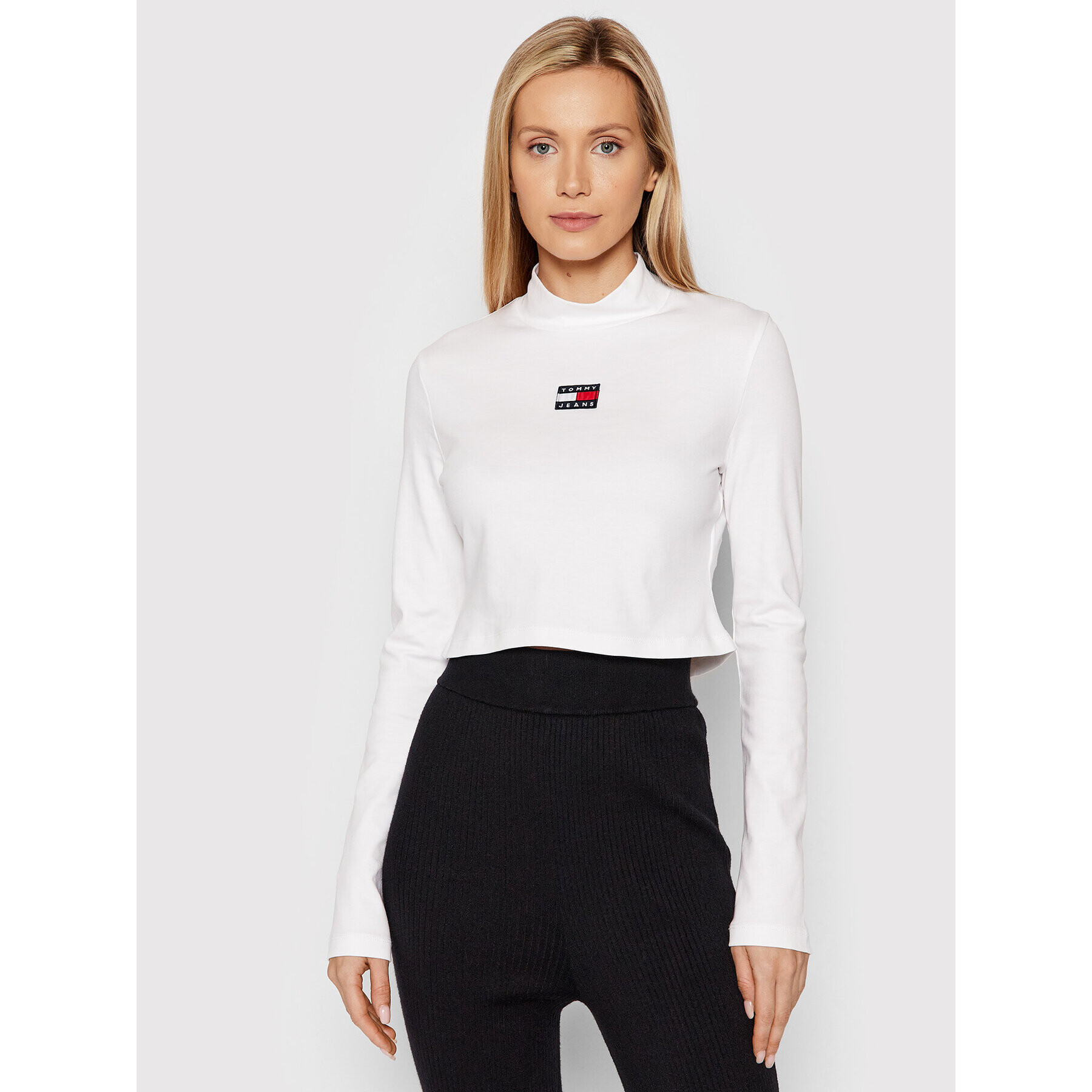 Tommy Jeans Blúzka Crop Badge DW0DW12943 Biela Regular Fit - Pepit.sk