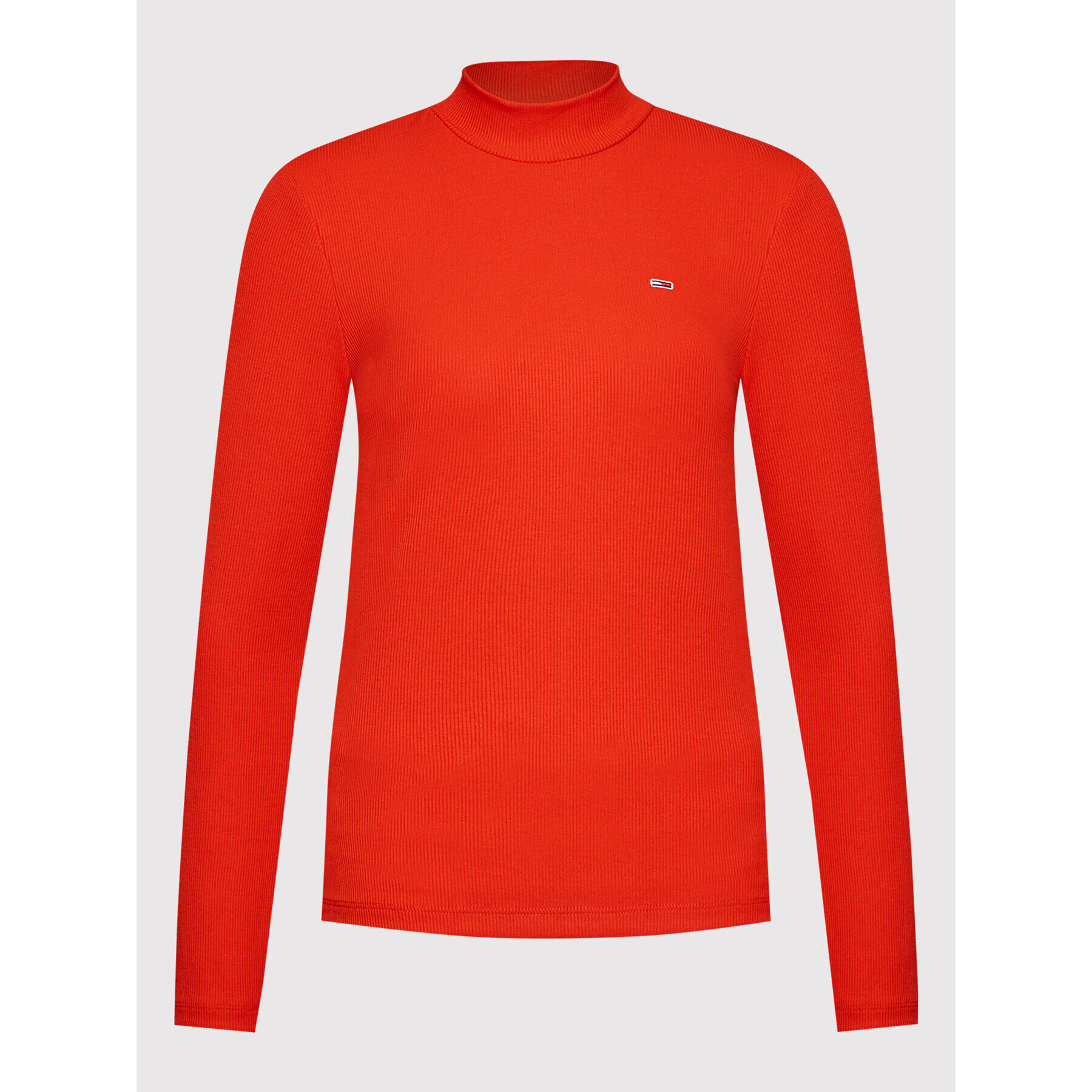 Tommy Jeans Blúzka Rib Mock Neck DW0DW12014 Červená Slim Fit - Pepit.sk