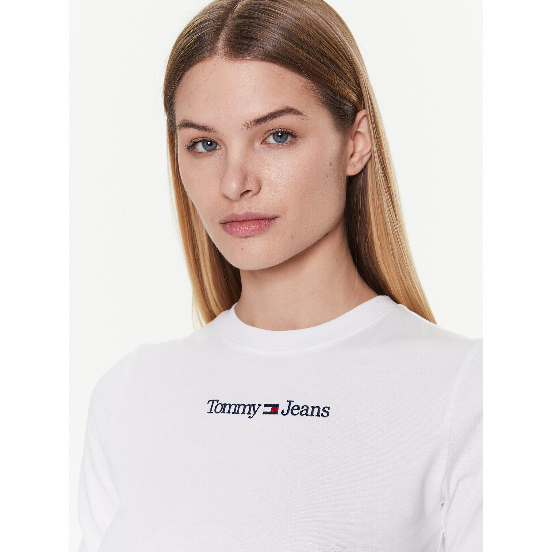 Tommy Jeans Blúzka Serif Linear DW0DW14363 Biela Regular Fit - Pepit.sk