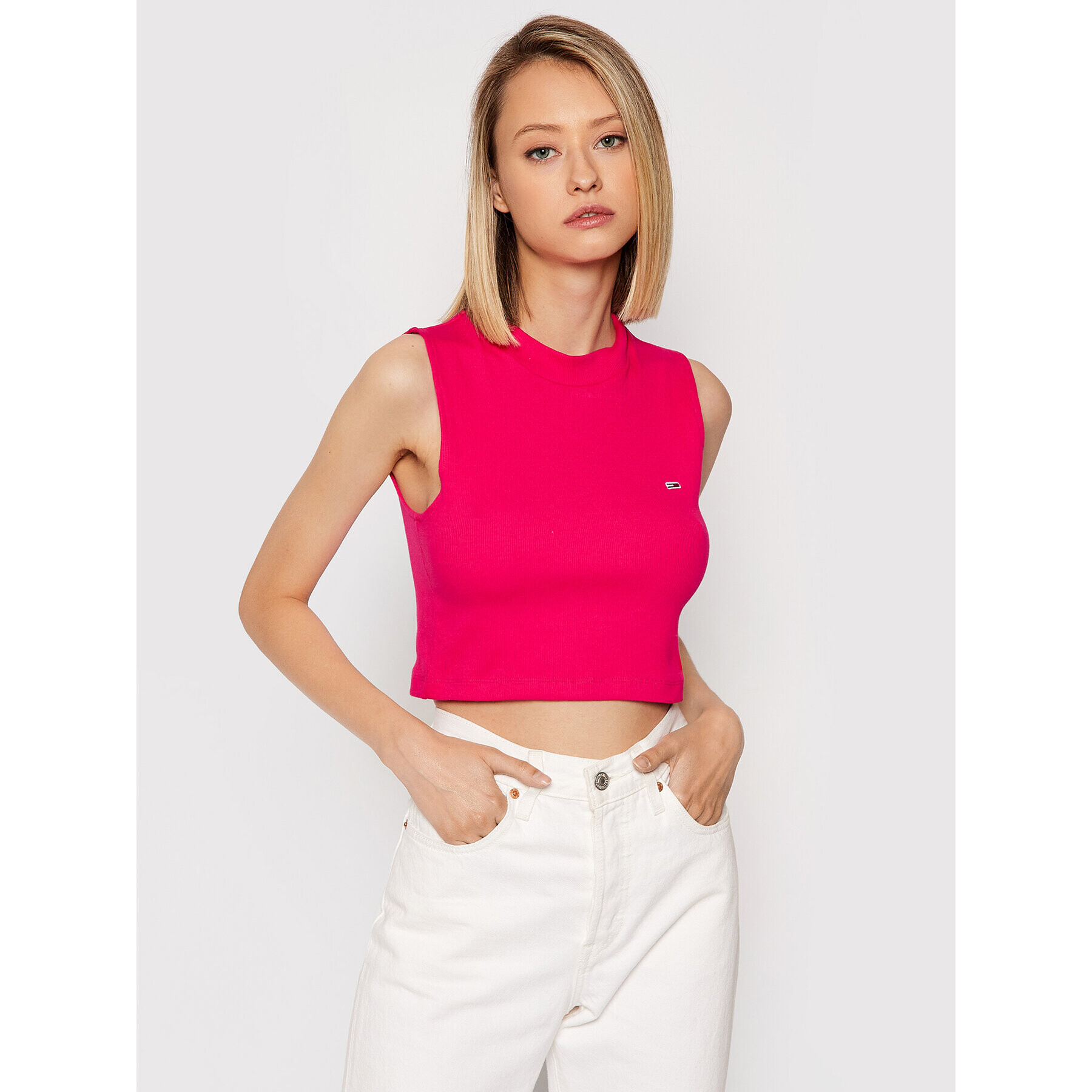 Tommy Jeans Blúzka Tjw Mockneck DW0DW10446 Ružová Cropped Fit - Pepit.sk