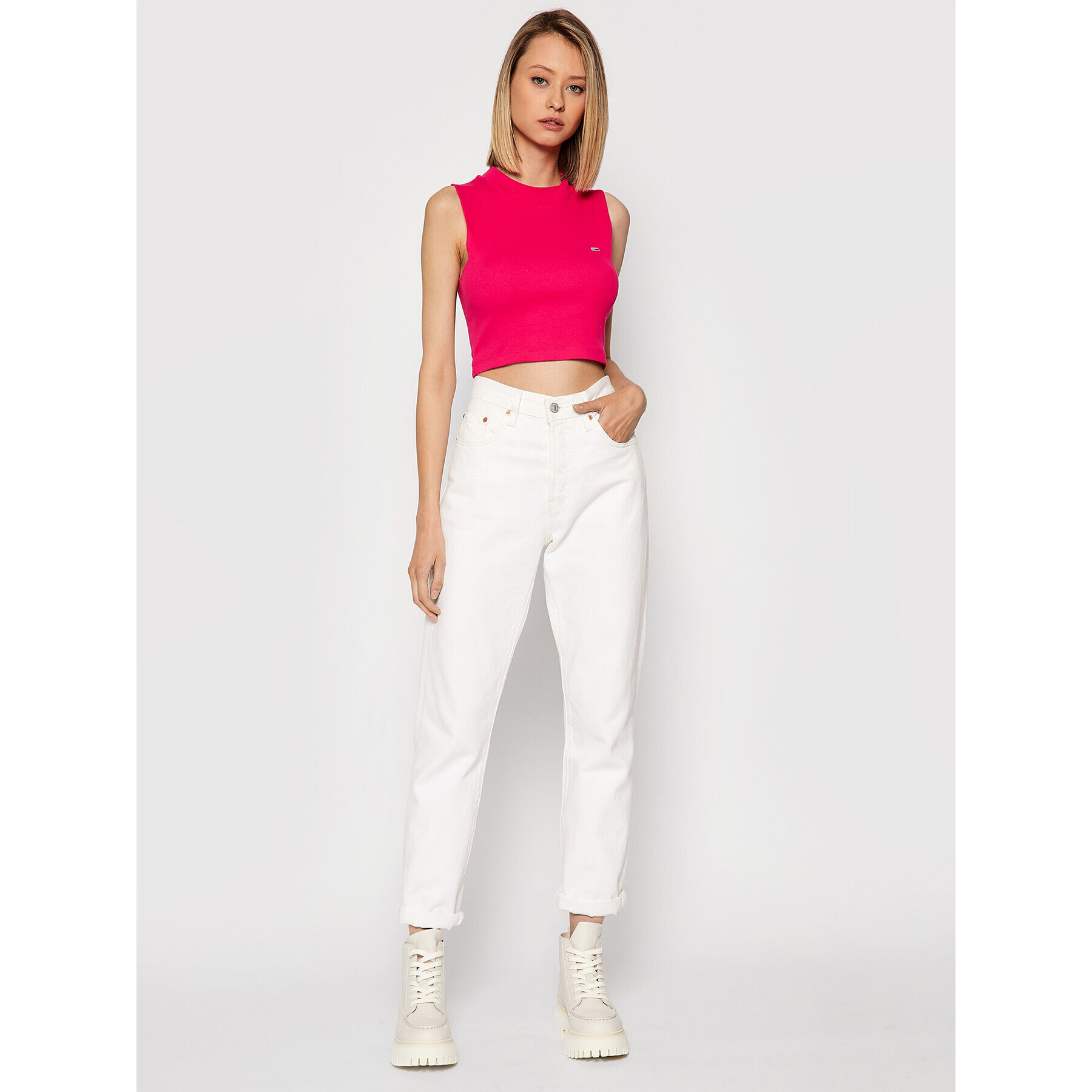 Tommy Jeans Blúzka Tjw Mockneck DW0DW10446 Ružová Cropped Fit - Pepit.sk