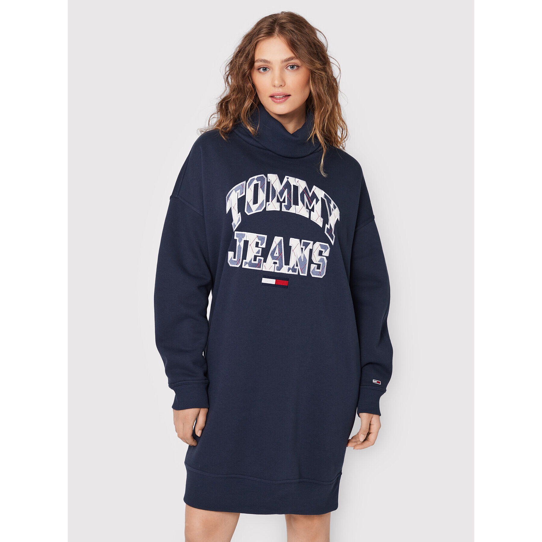 Tommy Jeans Curve Úpletové šaty College Argyle DW0DW12074 Tmavomodrá Regular Fit - Pepit.sk