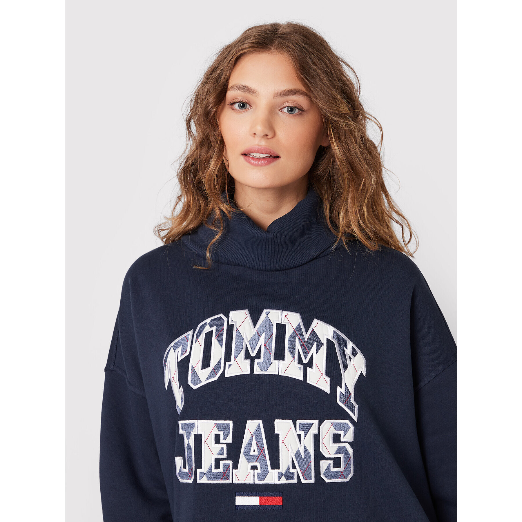 Tommy Jeans Curve Úpletové šaty College Argyle DW0DW12074 Tmavomodrá Regular Fit - Pepit.sk