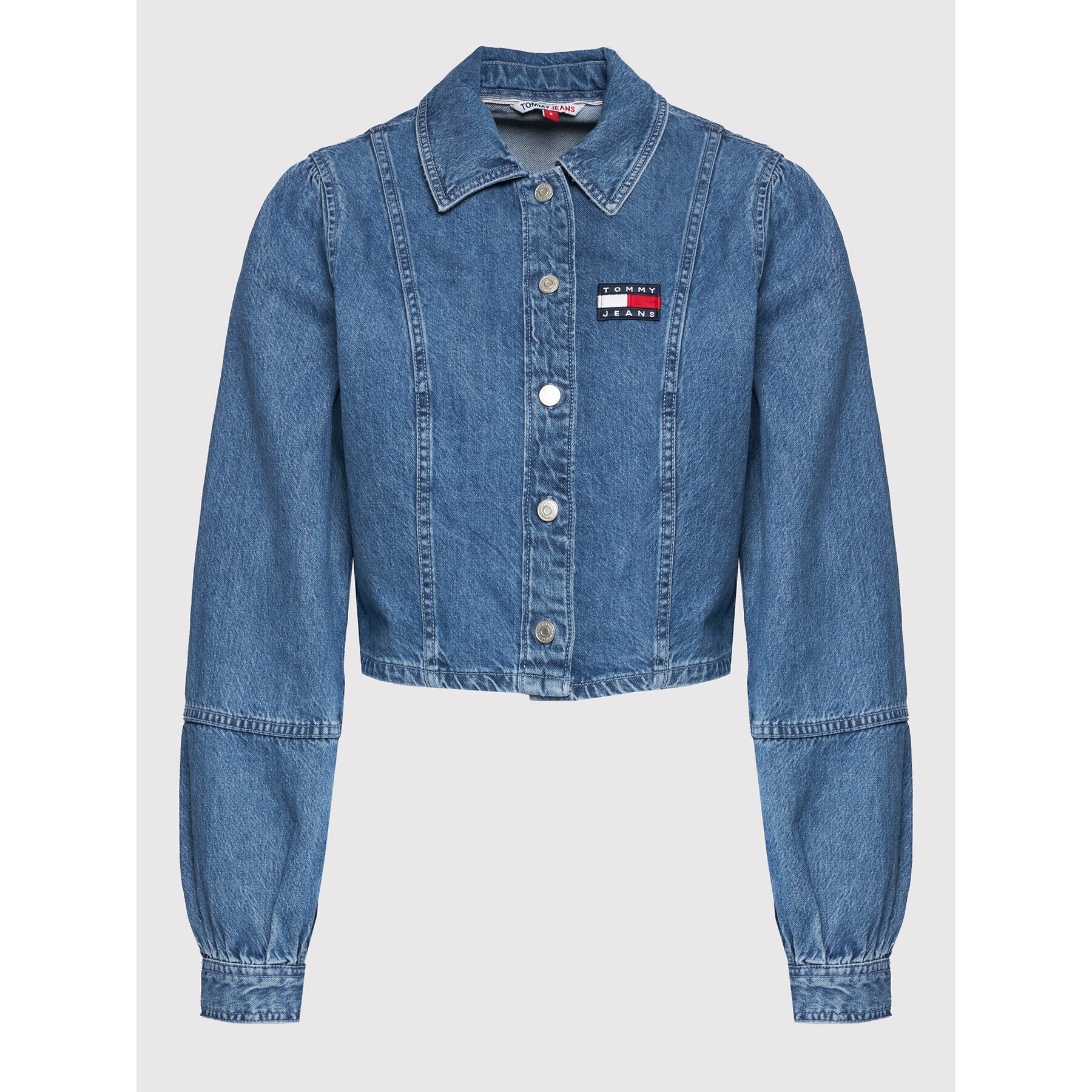 Tommy Jeans džínsová košeľa Badge Denim DW0DW11893 Tmavomodrá Regular Fit - Pepit.sk