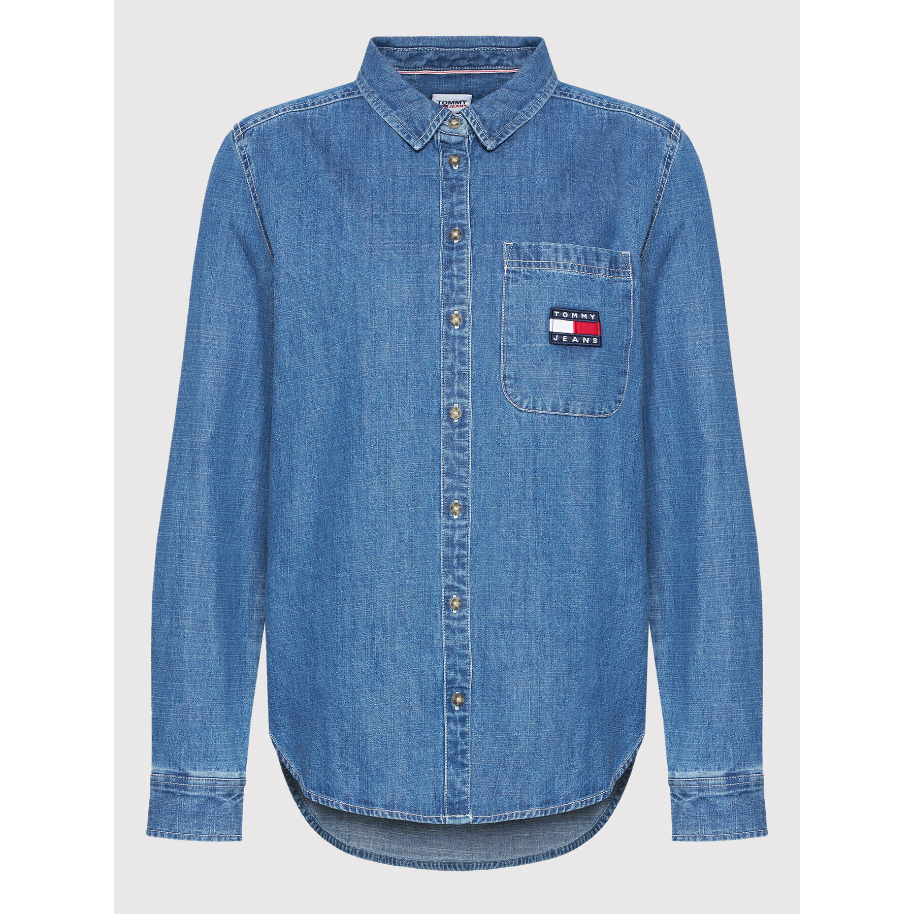 Tommy Jeans džínsová košeľa Tjw Chambray Badge DW0DW10366 Modrá Regular Fit - Pepit.sk