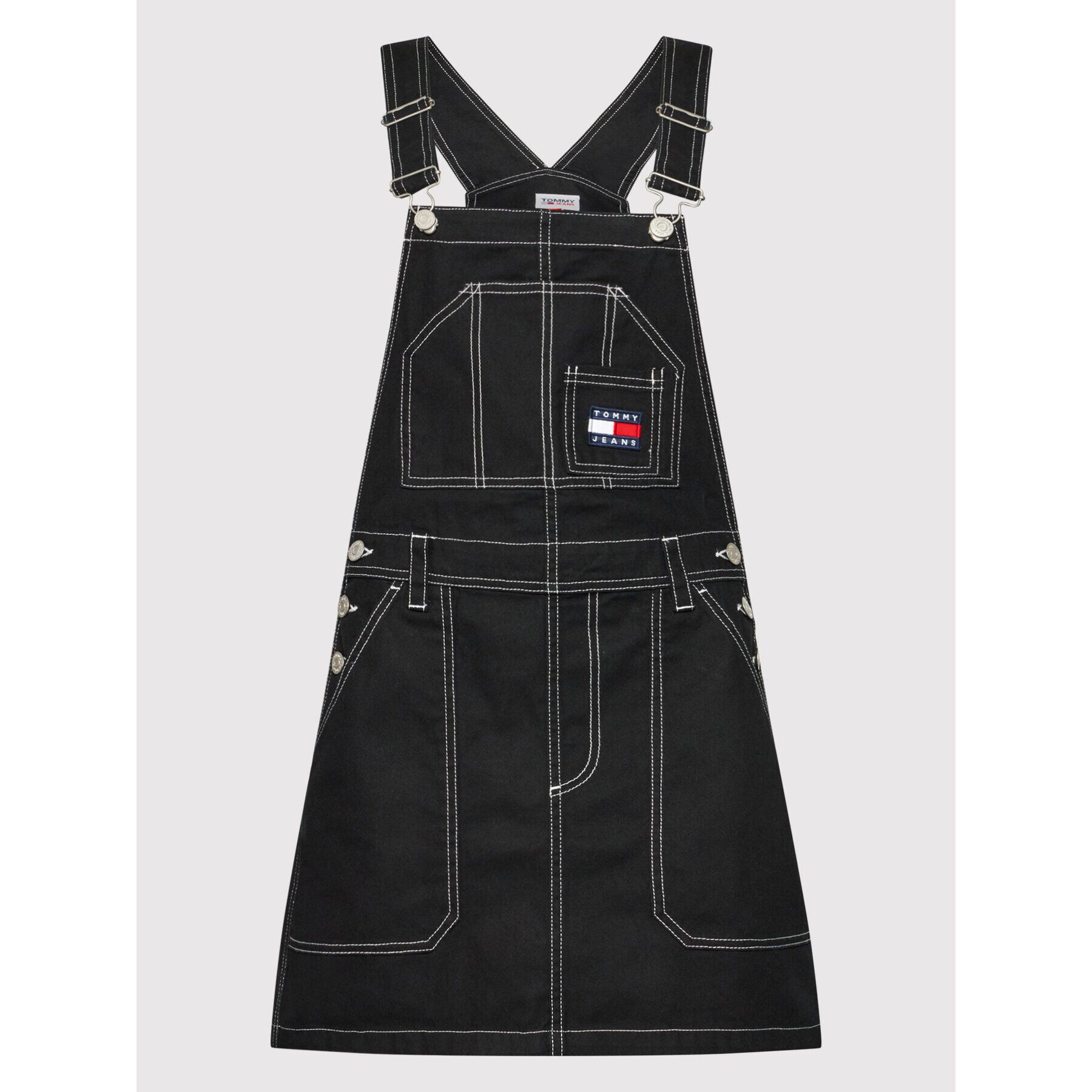 Tommy Jeans Džínsové šaty Stitch Dungaree DW0DW11858 Čierna Regular Fit - Pepit.sk