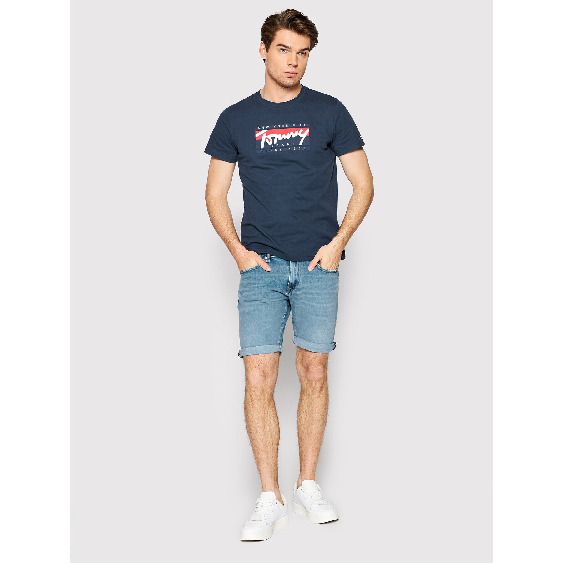 Tommy Jeans Džínsové šortky Scanton DM0DM12731 Modrá Slim Fit - Pepit.sk