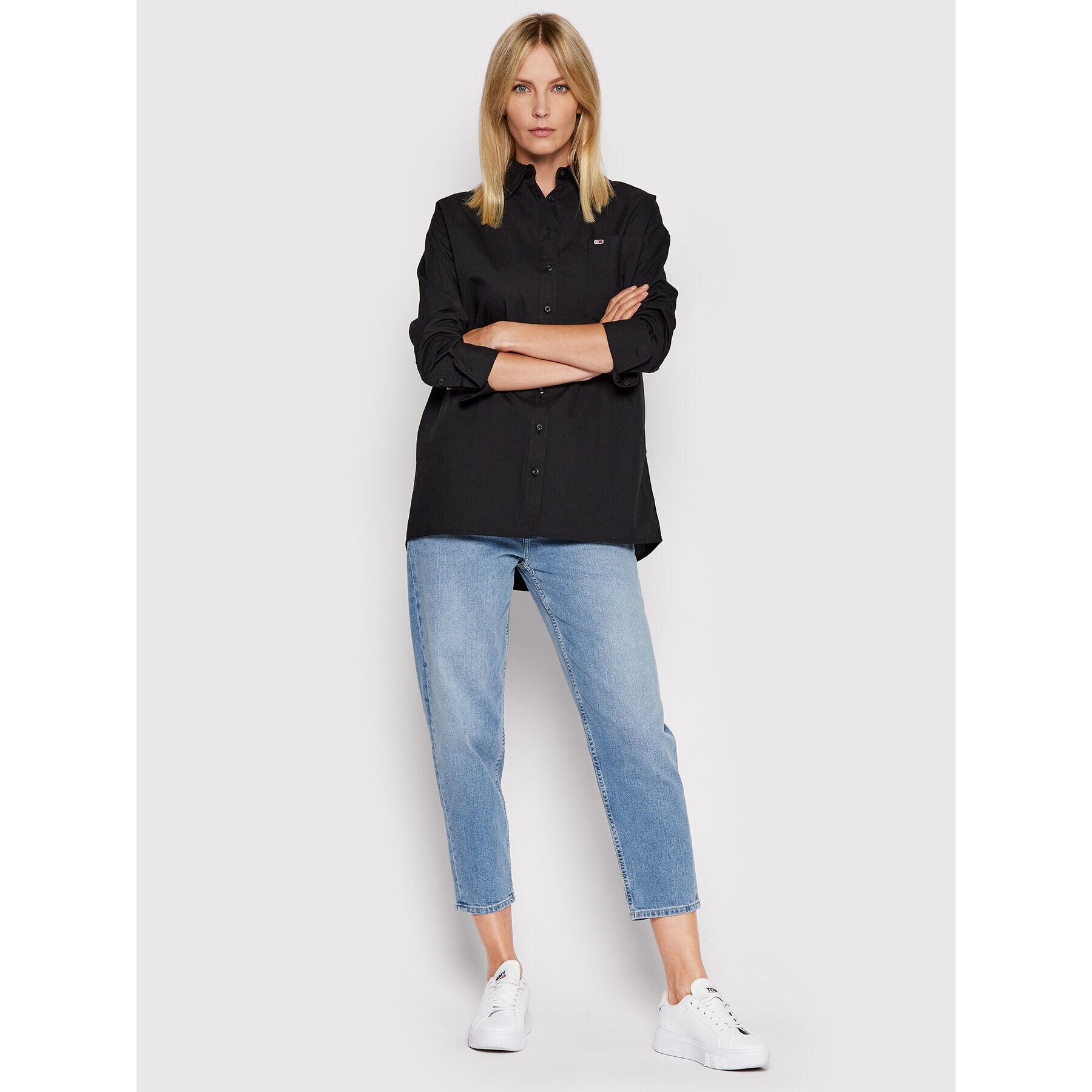 Tommy Jeans Košeľa Oversized Poplin DW0DW12080 Čierna Oversize - Pepit.sk