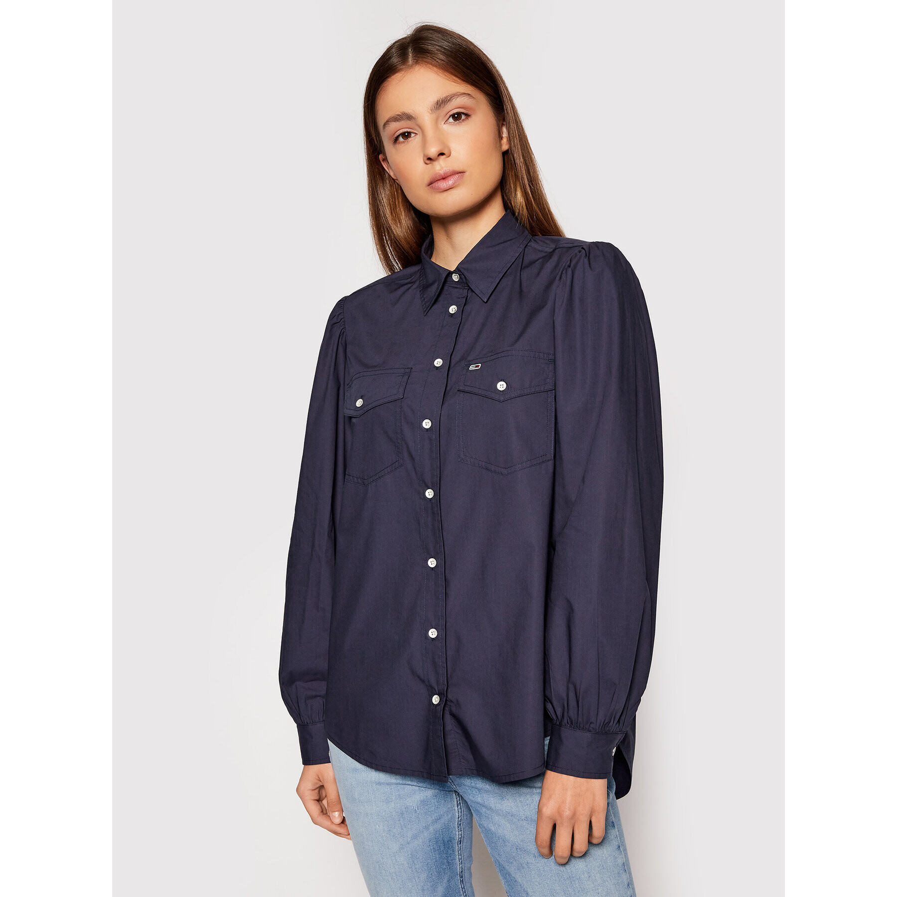 Tommy Jeans Košeľa Puffy Sleeve DW0DW10454 Tmavomodrá Regular Fit - Pepit.sk