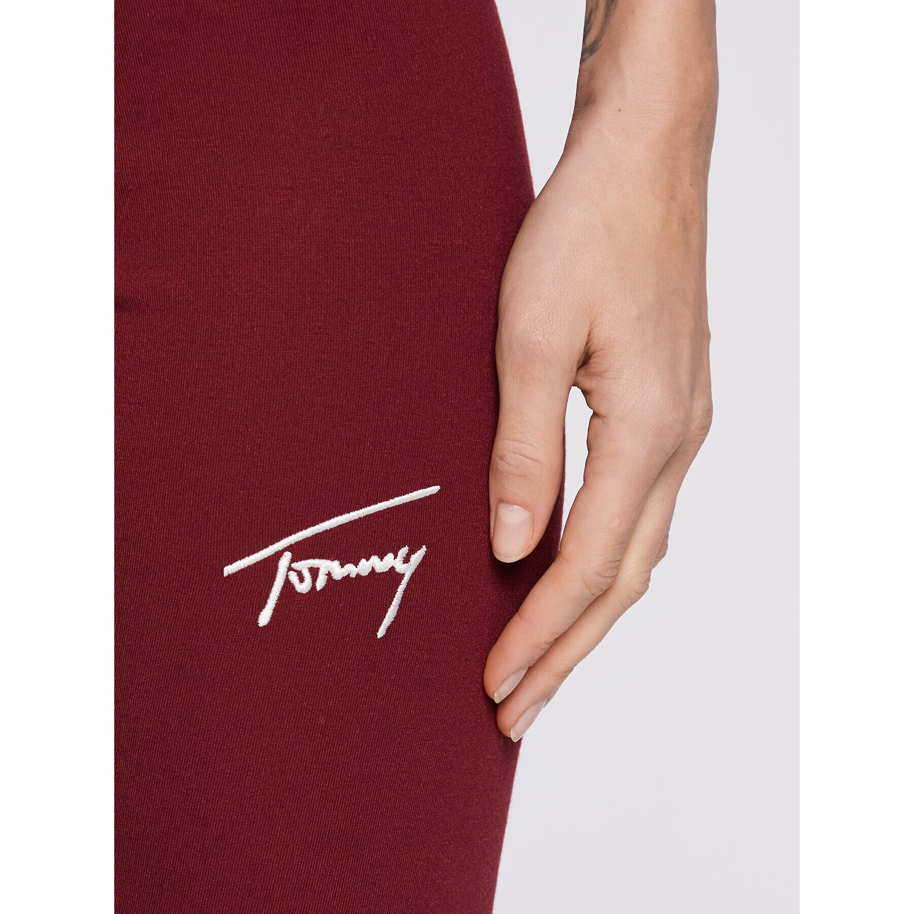 Tommy Jeans Legíny Signature DW0DW13758 Bordová Slim Fit - Pepit.sk