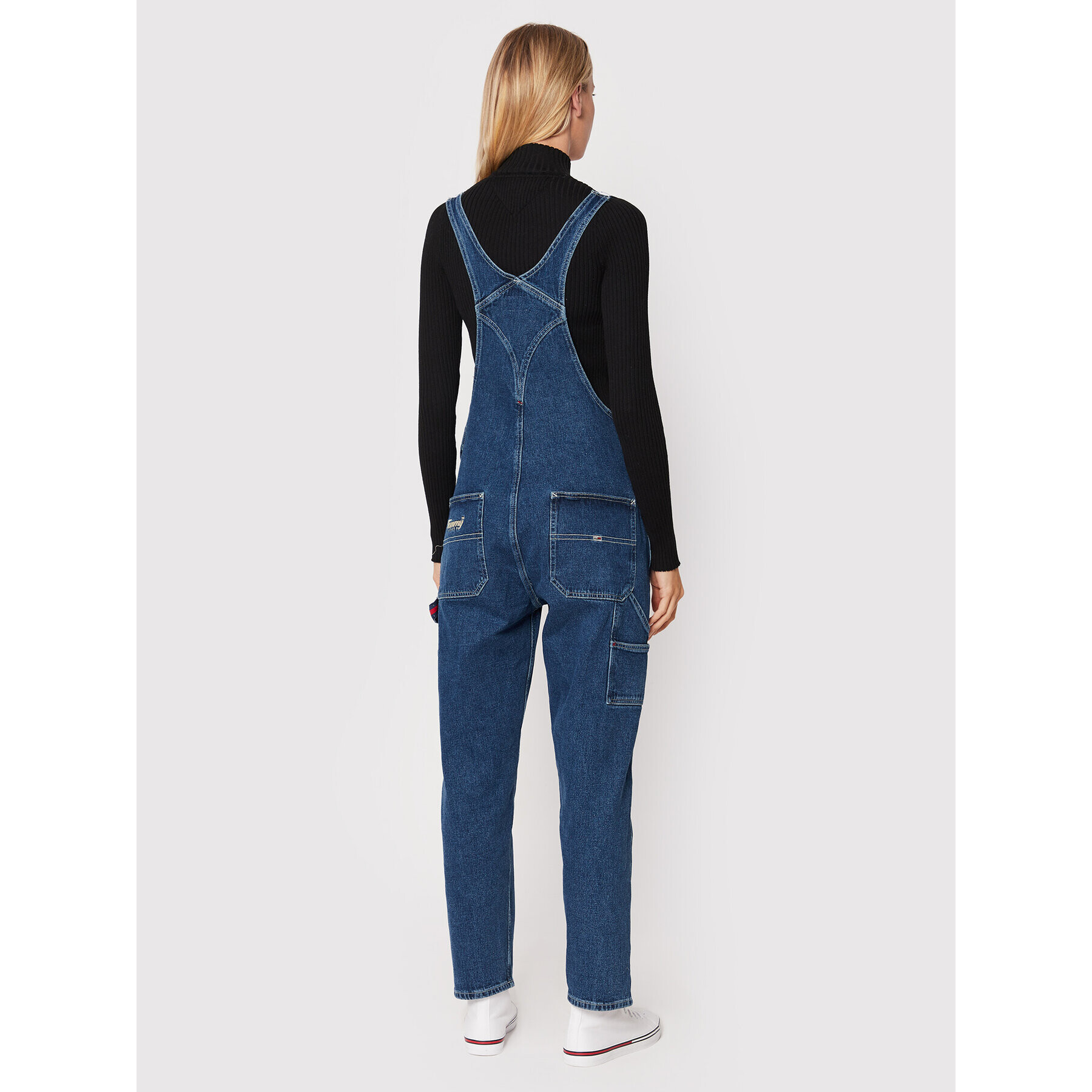 Tommy Jeans Nohavice na traky Tjw Denim Dungaree DW0DW13411 Tmavomodrá Relaxed Fit - Pepit.sk