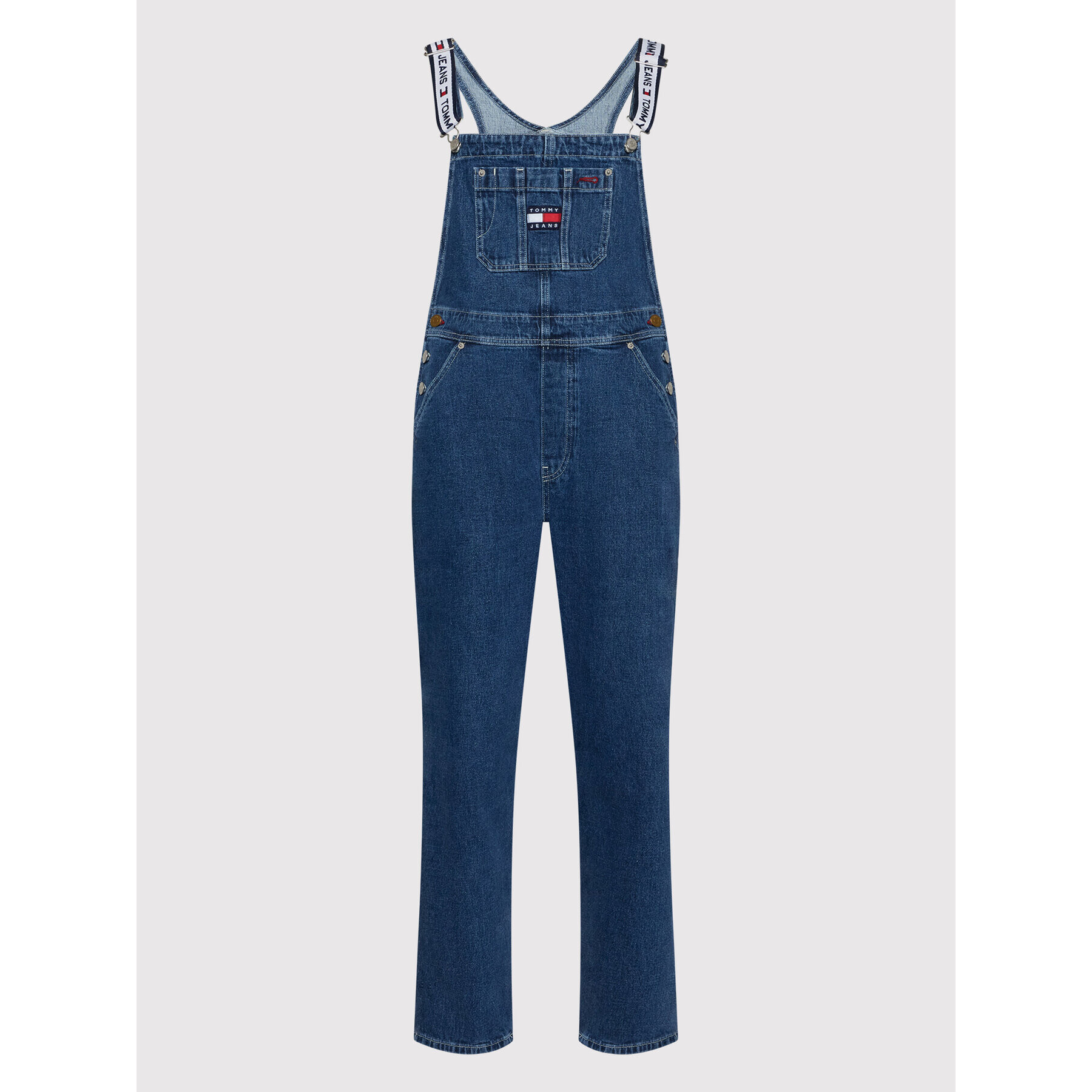 Tommy Jeans Nohavice na traky Tjw Denim Dungaree DW0DW13411 Tmavomodrá Relaxed Fit - Pepit.sk