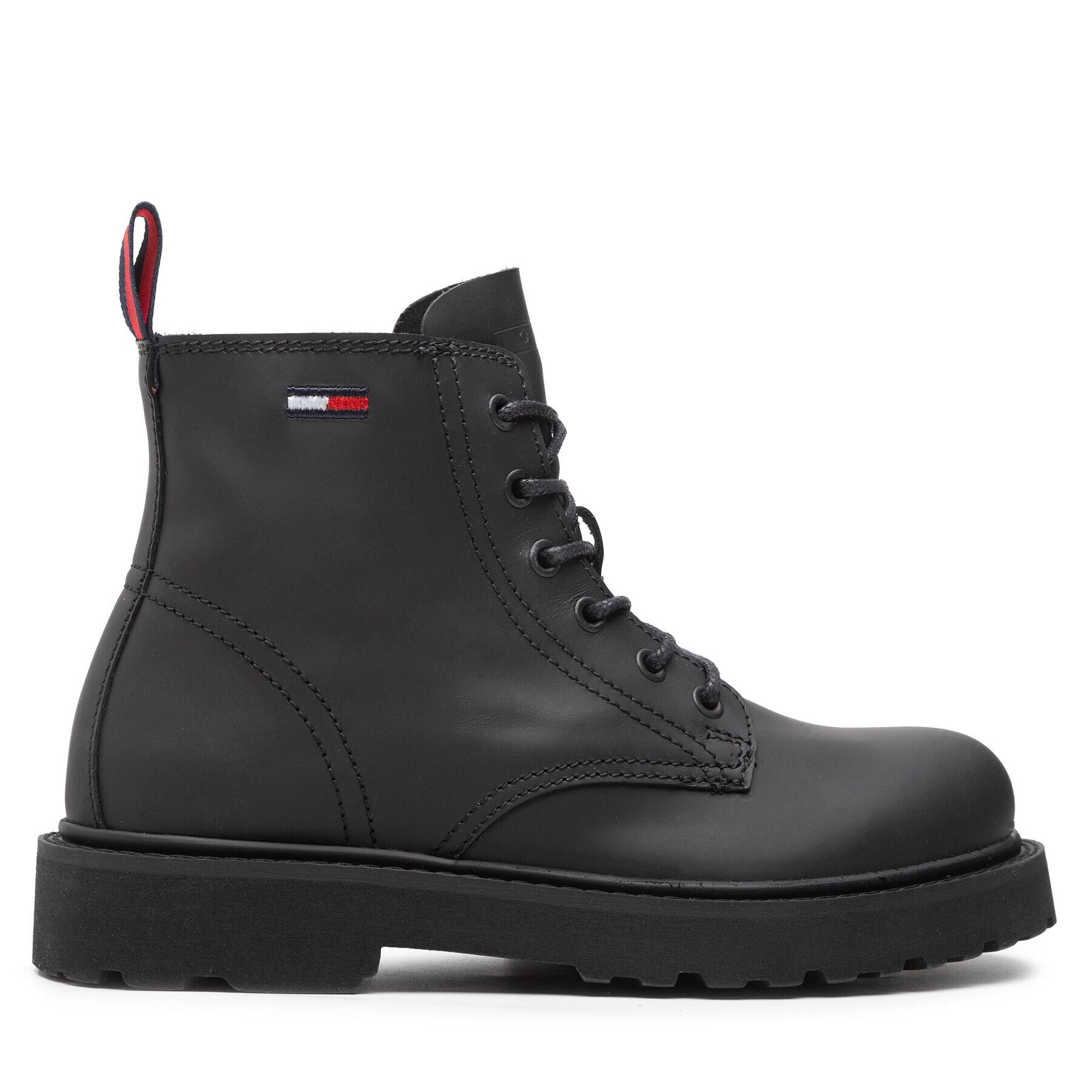 Tommy Jeans Outdoorová obuv Short Lace Up Leather Boot EM0EM01040 Čierna - Pepit.sk