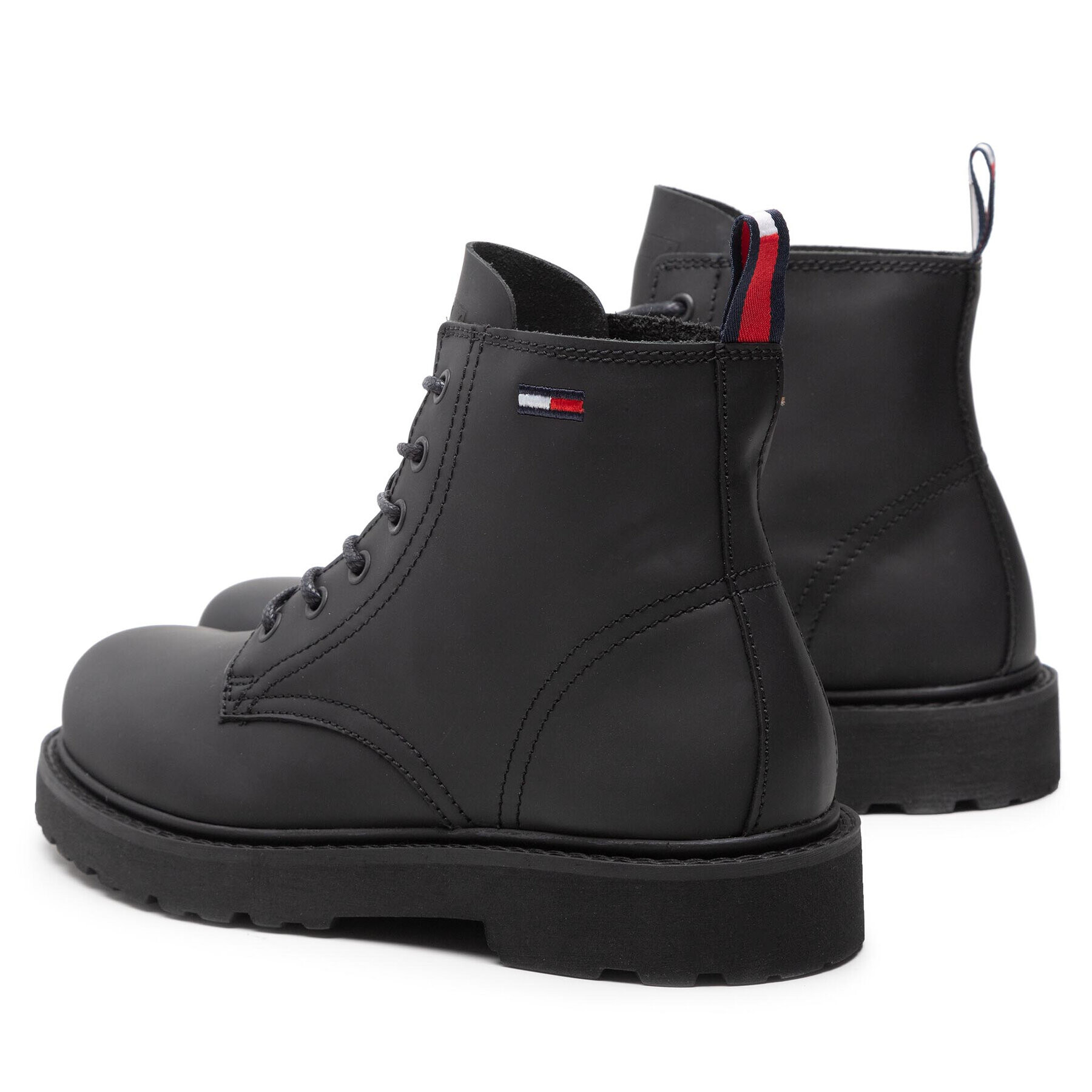 Tommy Jeans Outdoorová obuv Short Lace Up Leather Boot EM0EM01040 Čierna - Pepit.sk