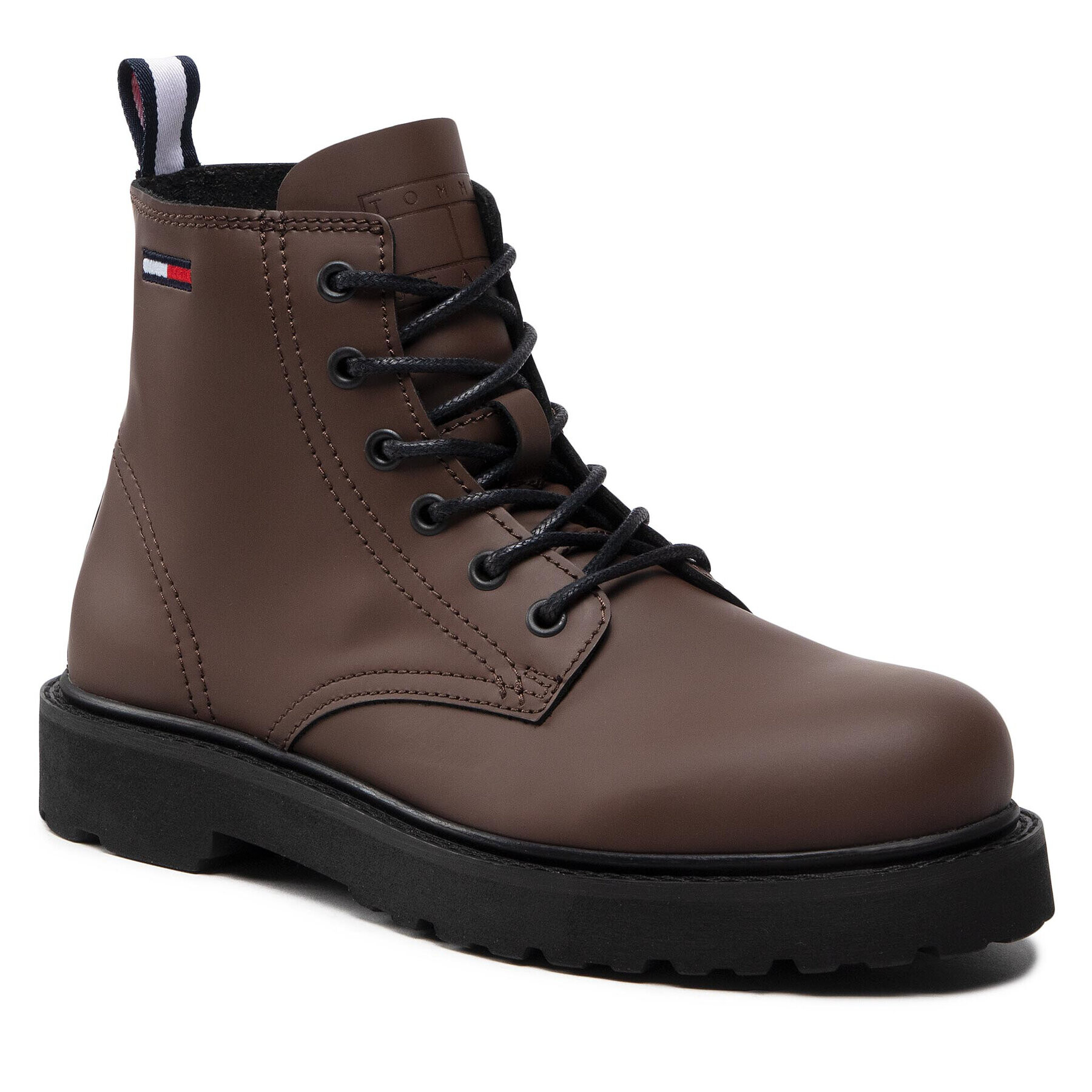 Tommy Jeans Outdoorová obuv Short Lace Up Leather Boot EM0EM01040 Hnedá - Pepit.sk