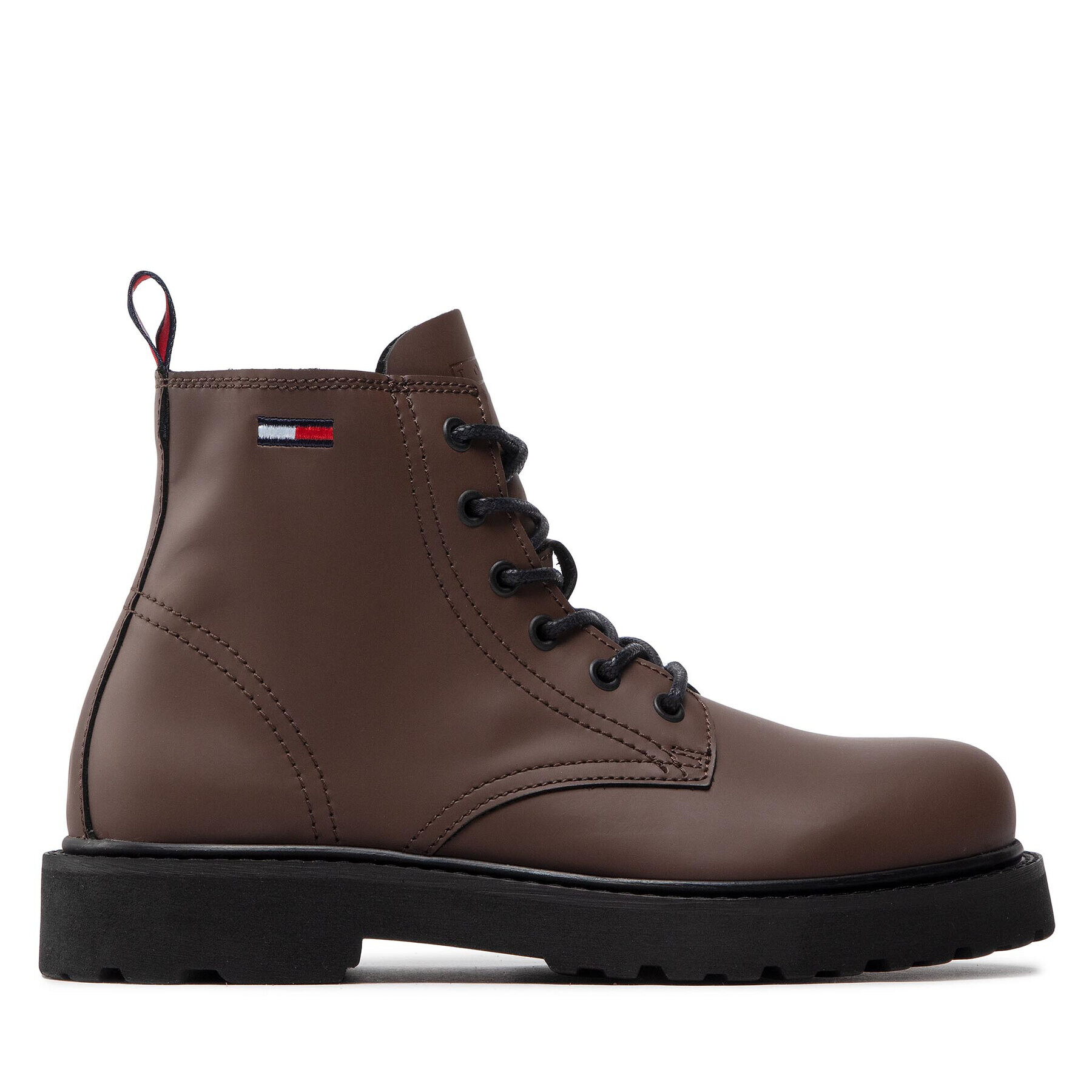 Tommy Jeans Outdoorová obuv Short Lace Up Leather Boot EM0EM01040 Hnedá - Pepit.sk