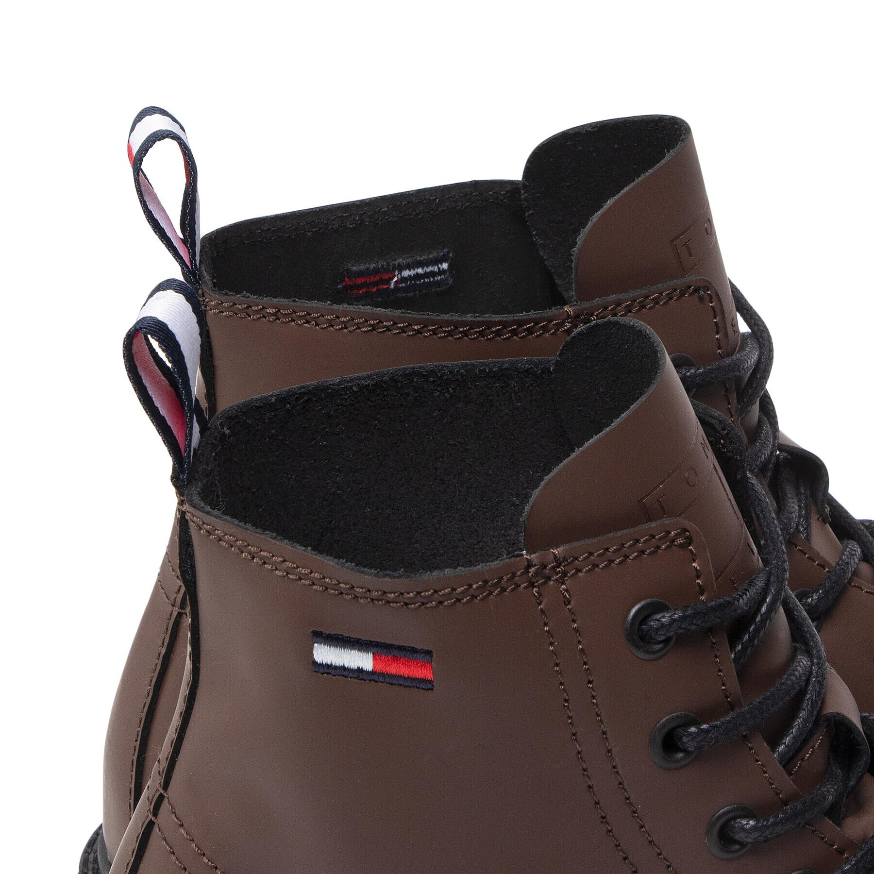 Tommy Jeans Outdoorová obuv Short Lace Up Leather Boot EM0EM01040 Hnedá - Pepit.sk