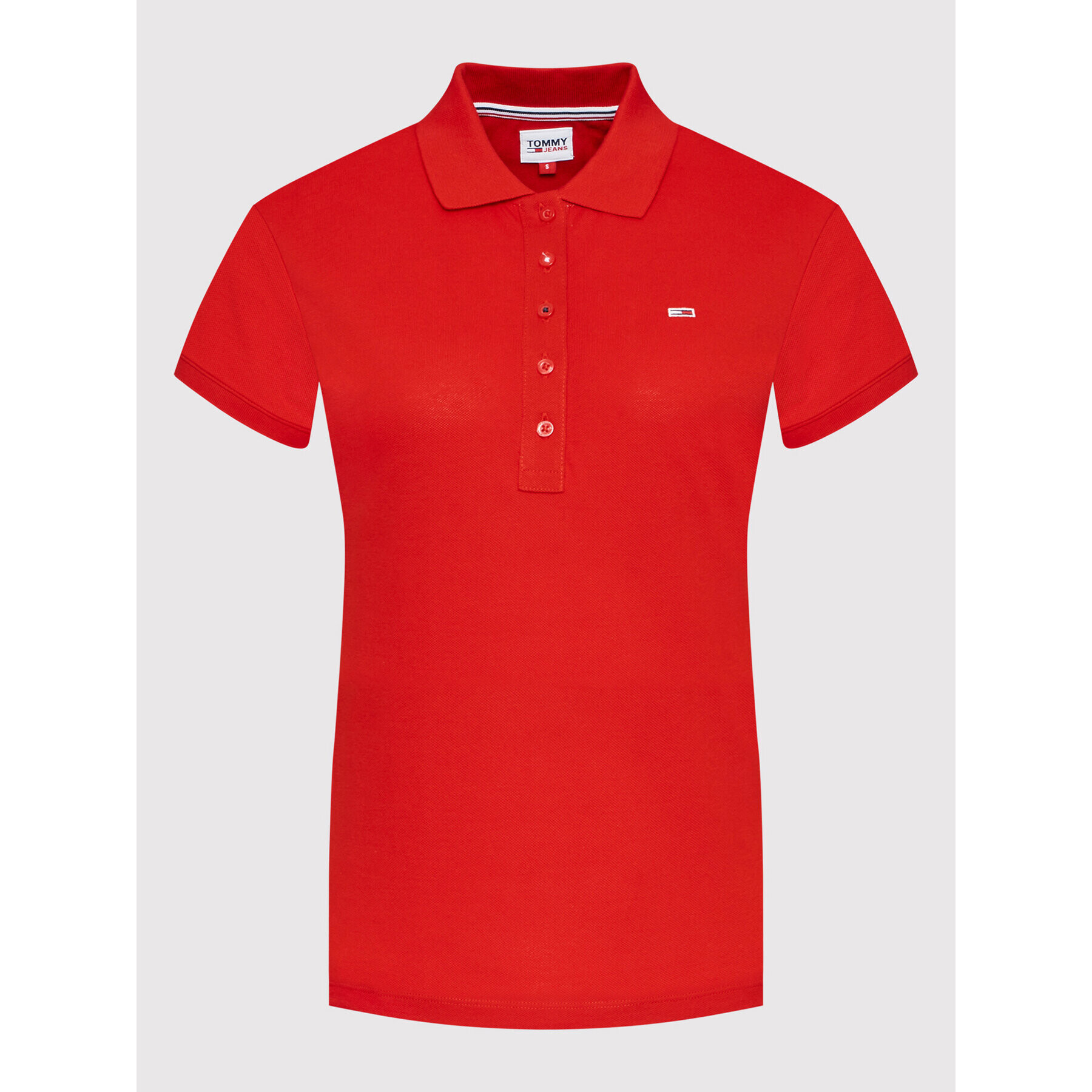 Tommy Jeans Polokošeľa Flag Button DW0DW12536 Červená Slim Fit - Pepit.sk