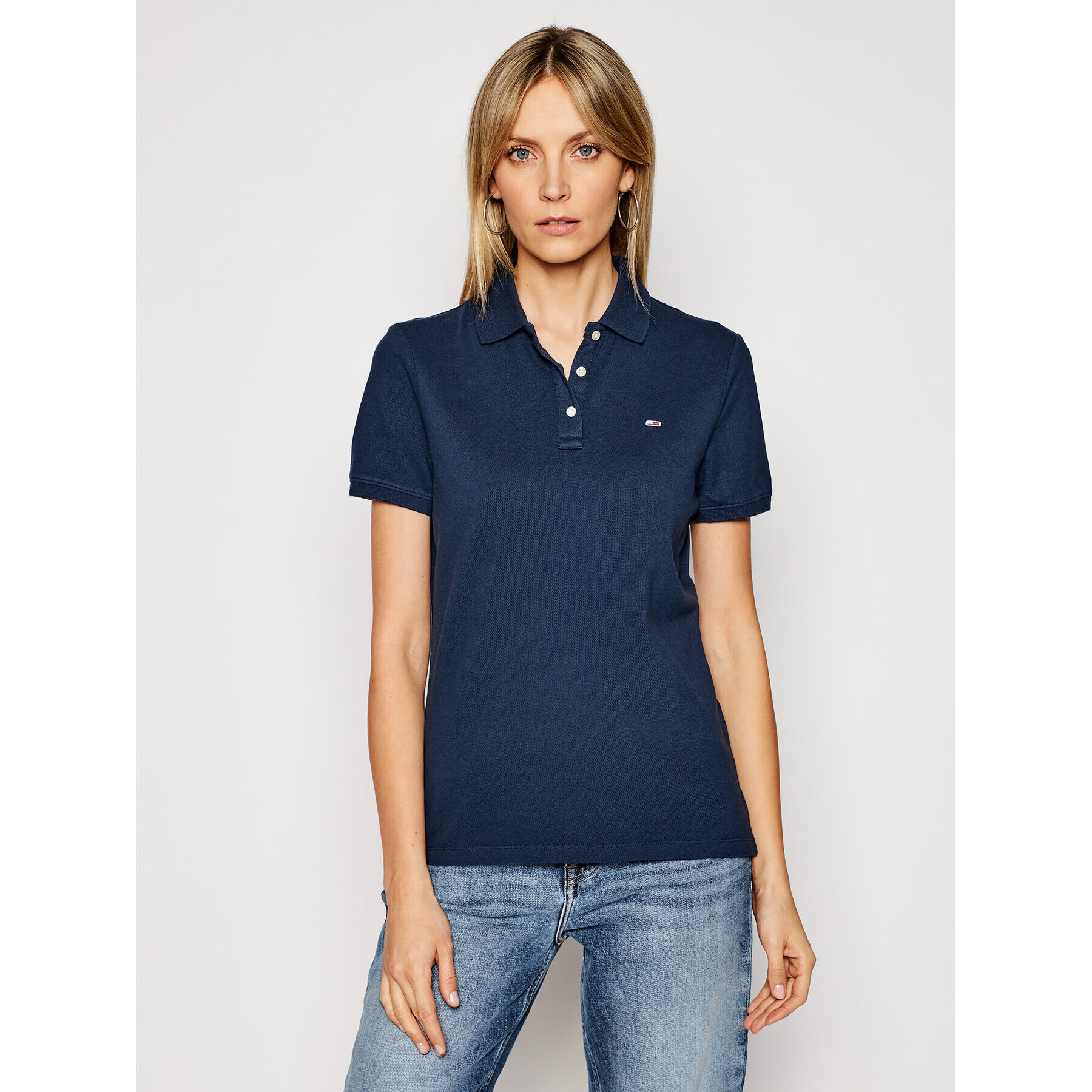 Tommy Jeans Polokošeľa Tjw DW0DW09199 Tmavomodrá Slim Fit - Pepit.sk