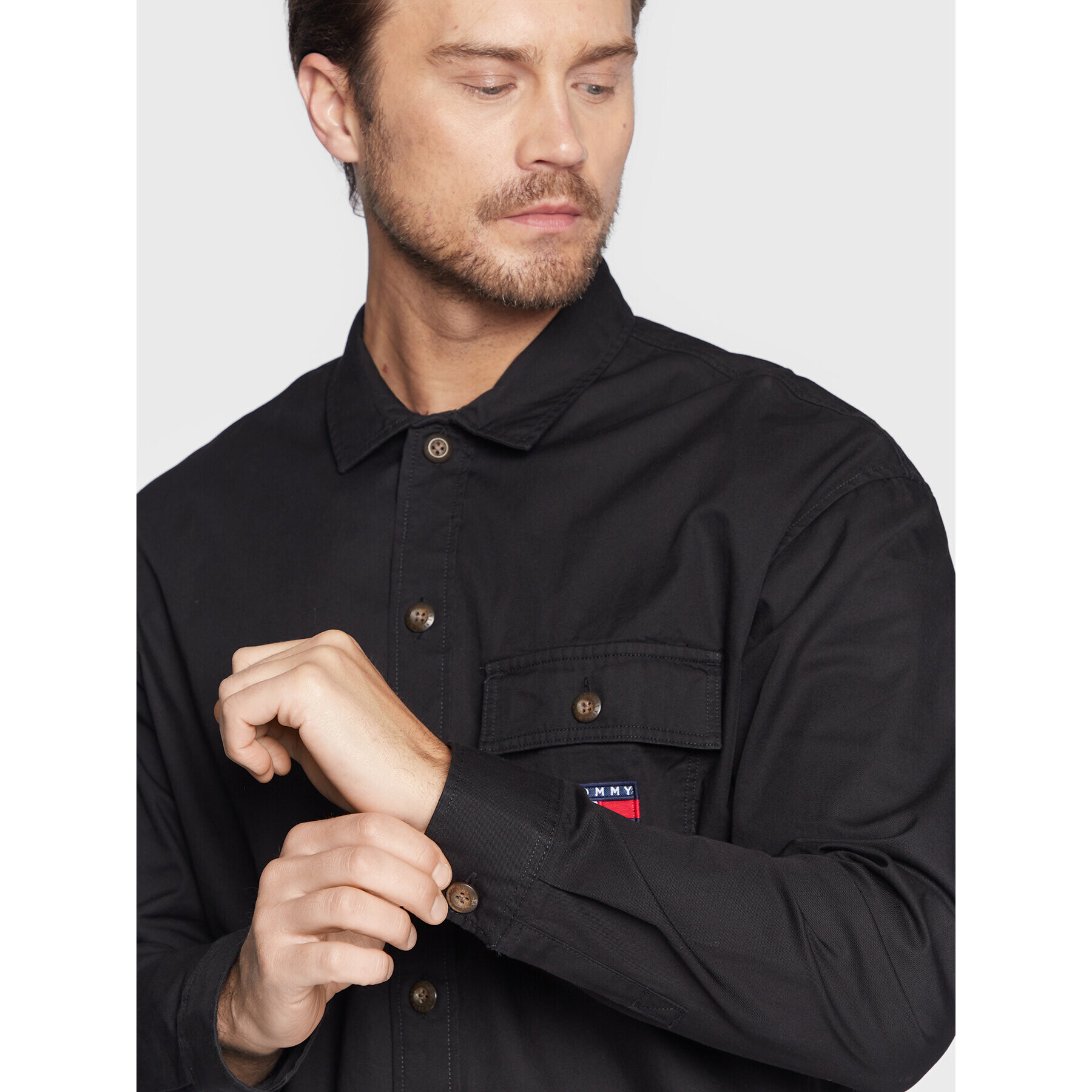 Tommy Jeans Košeľa Classic Solid DM0DM15129 Čierna Overshirt Fit - Pepit.sk