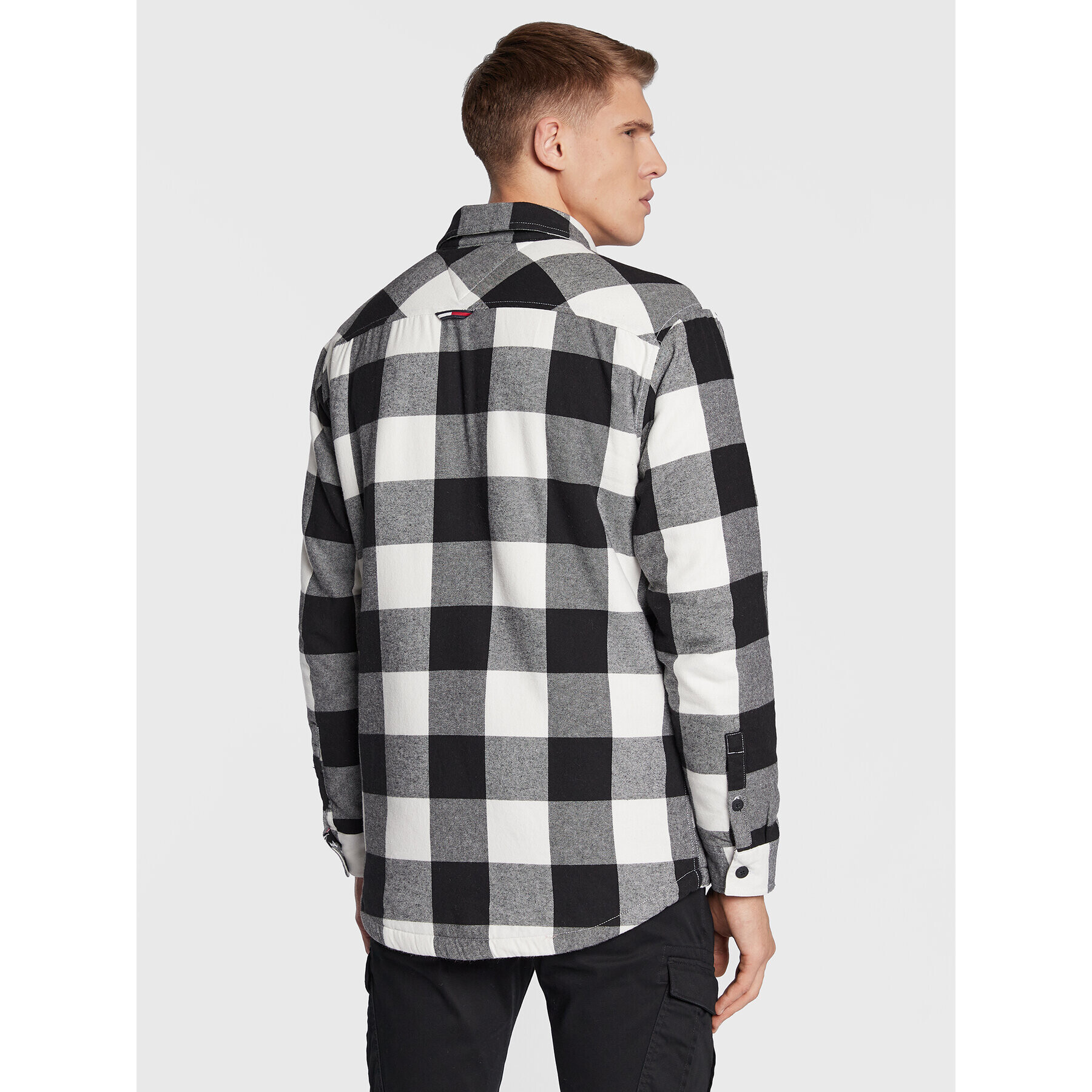 Tommy Jeans Prechodná bunda Sherpa Flannel DM0DM15132 Sivá Regular Fit - Pepit.sk