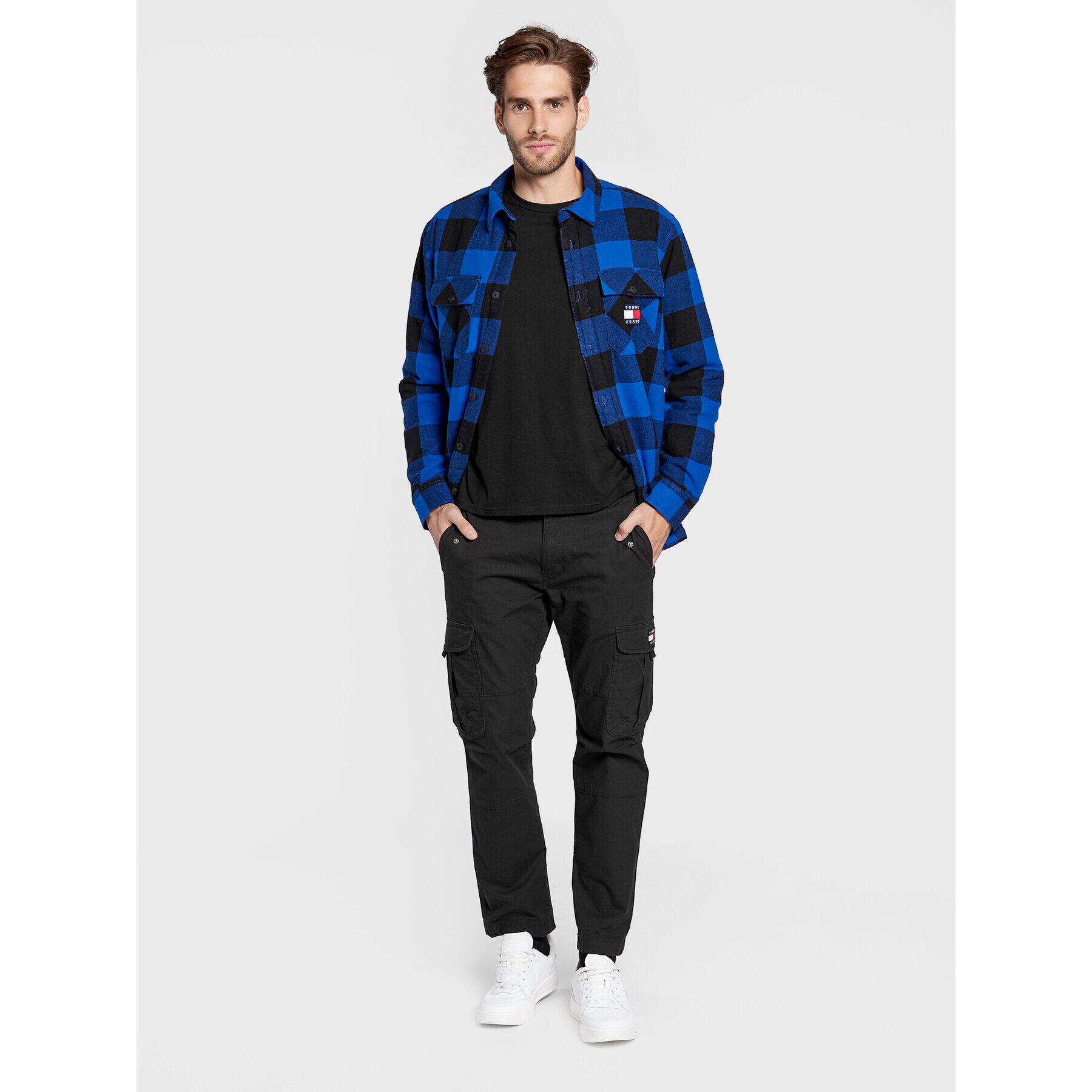 Tommy Jeans Prechodná bunda Sherpa Flannel DM0DM15132 Tmavomodrá Regular Fit - Pepit.sk