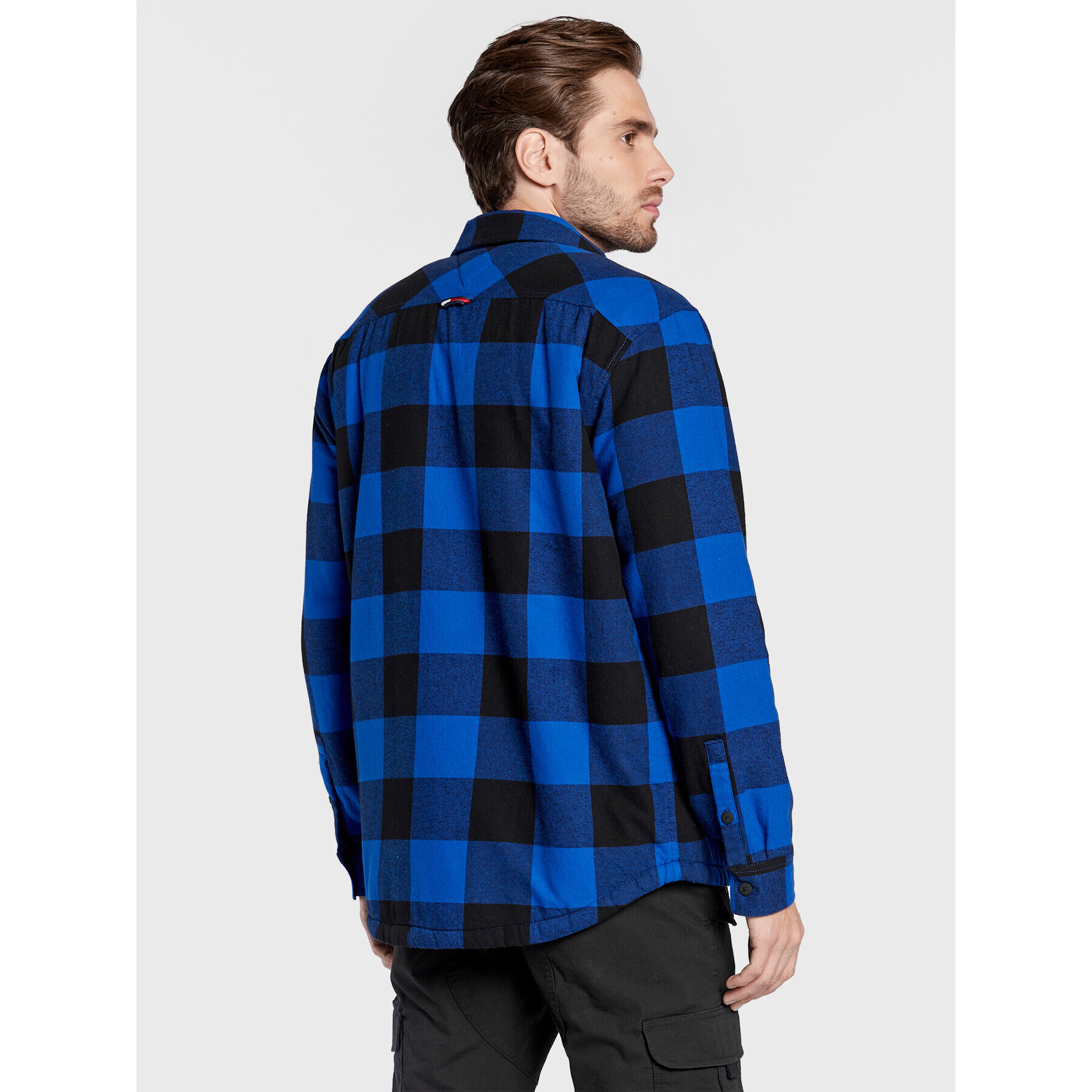 Tommy Jeans Prechodná bunda Sherpa Flannel DM0DM15132 Tmavomodrá Regular Fit - Pepit.sk