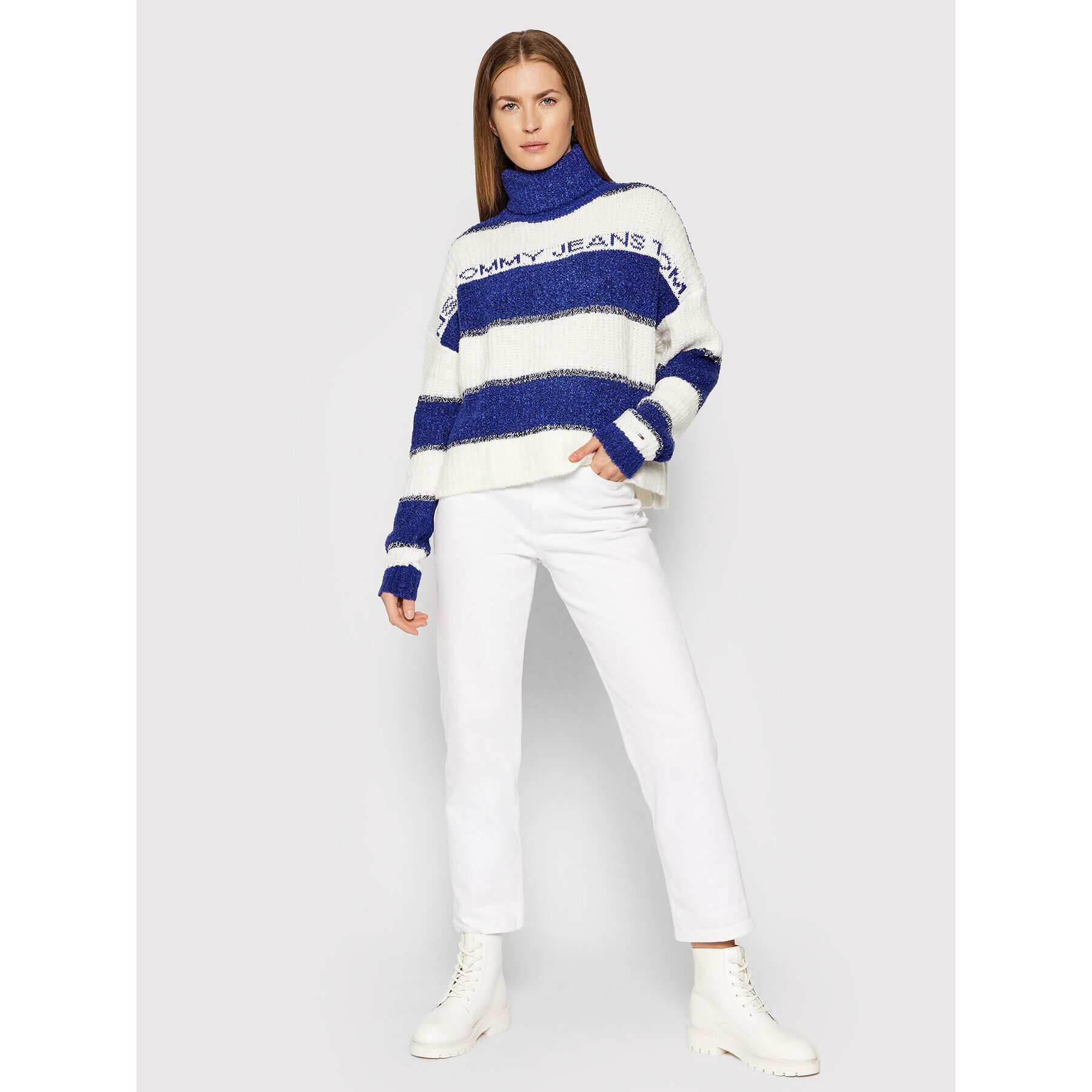 Tommy Jeans Rolák Stripe DW0DW11009 Modrá Regular Fit - Pepit.sk