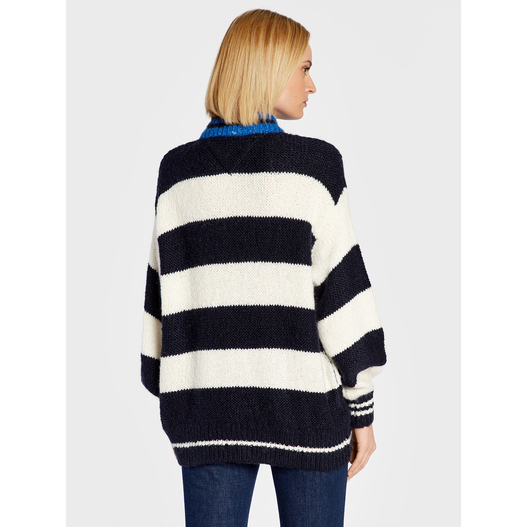 Tommy Jeans Sveter Blockstripe DW0DW14275 Tmavomodrá Oversize - Pepit.sk