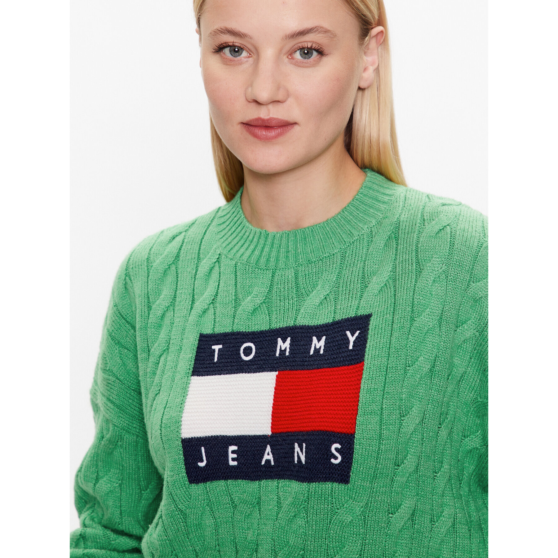 Tommy Jeans Sveter DW0DW14261 Zelená Regular Fit - Pepit.sk