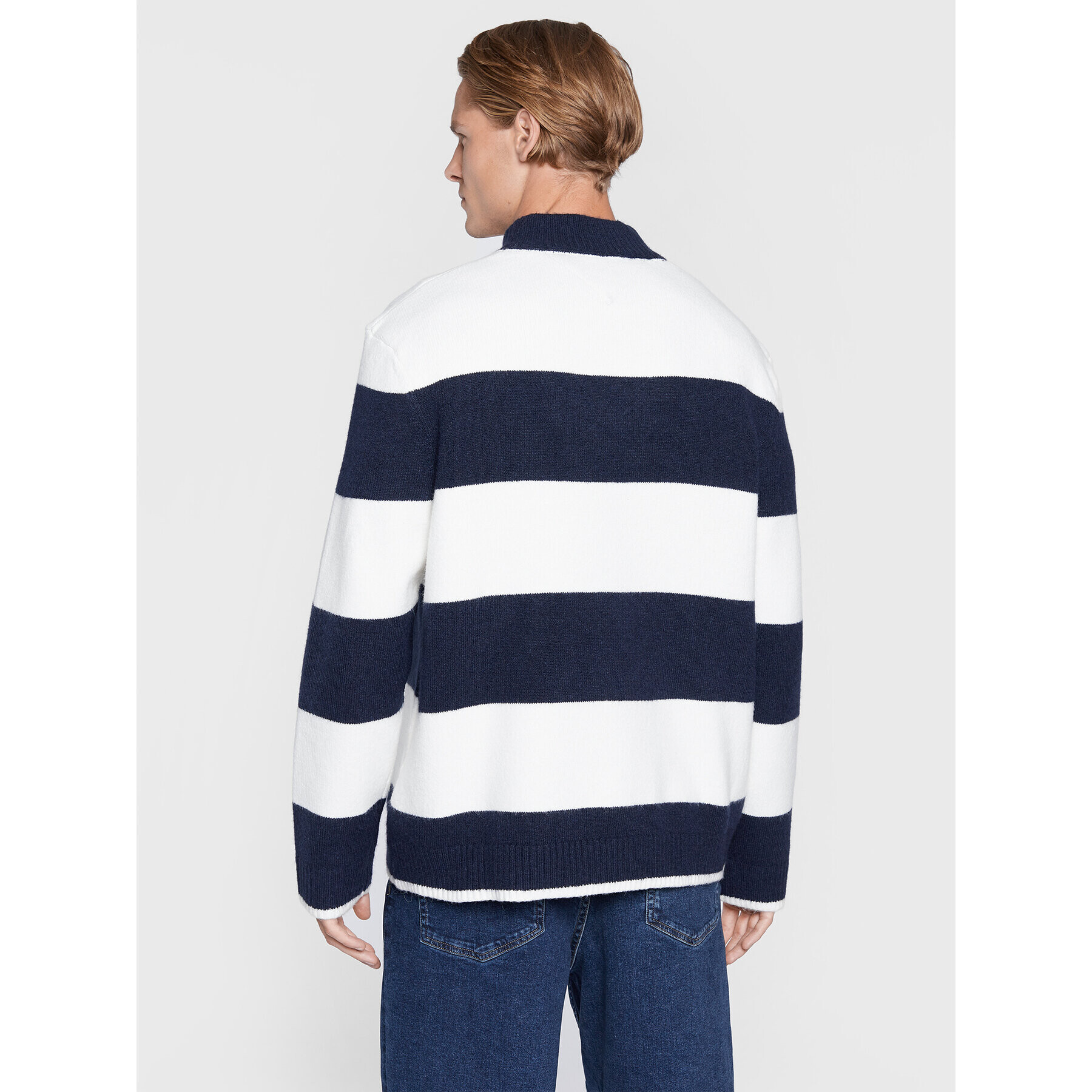 Tommy Jeans Sveter Serif Stripe DM0DM15154 Tmavomodrá Relaxed Fit - Pepit.sk