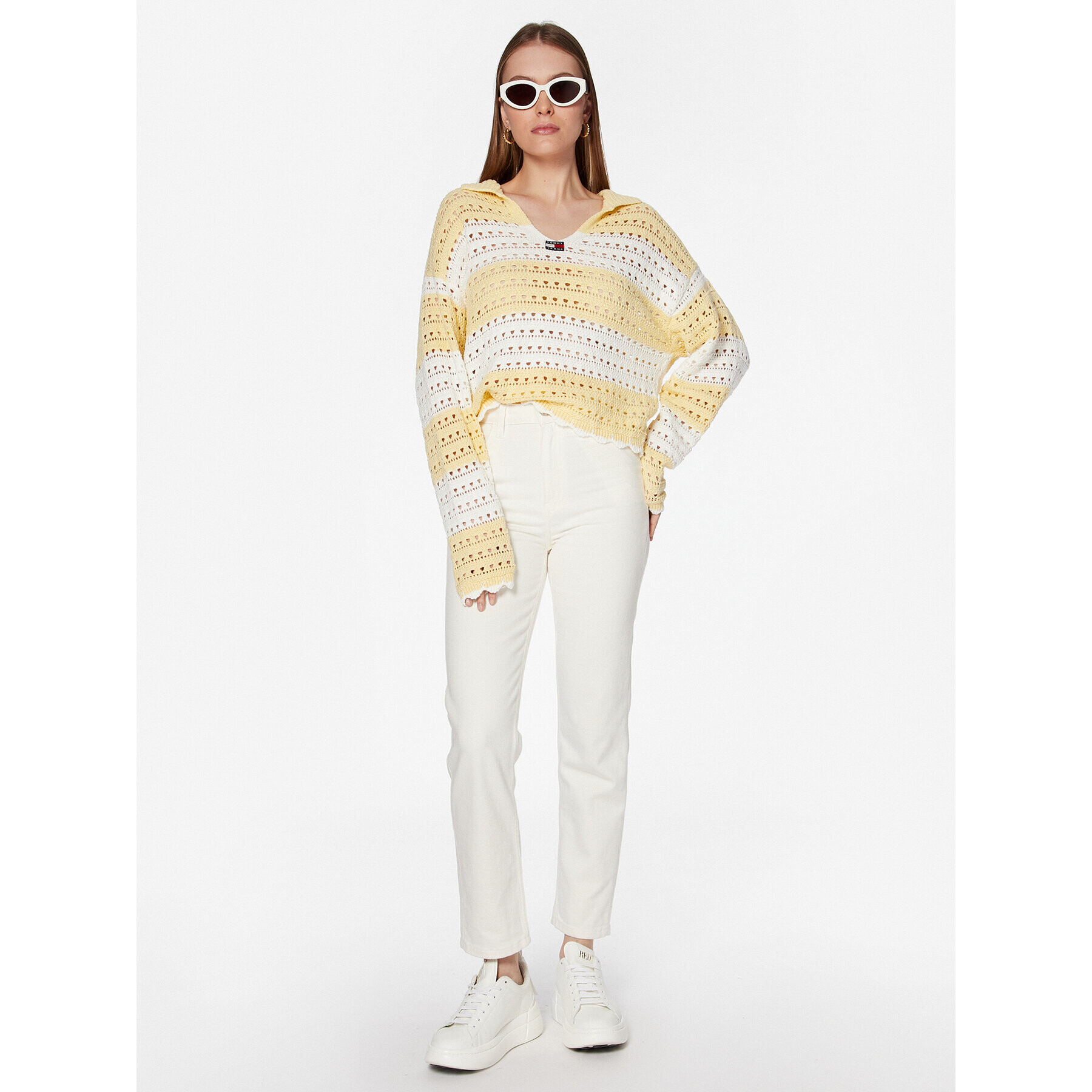 Tommy Jeans Sveter Summer Crochet DW0DW15404 Farebná Relaxed Fit - Pepit.sk