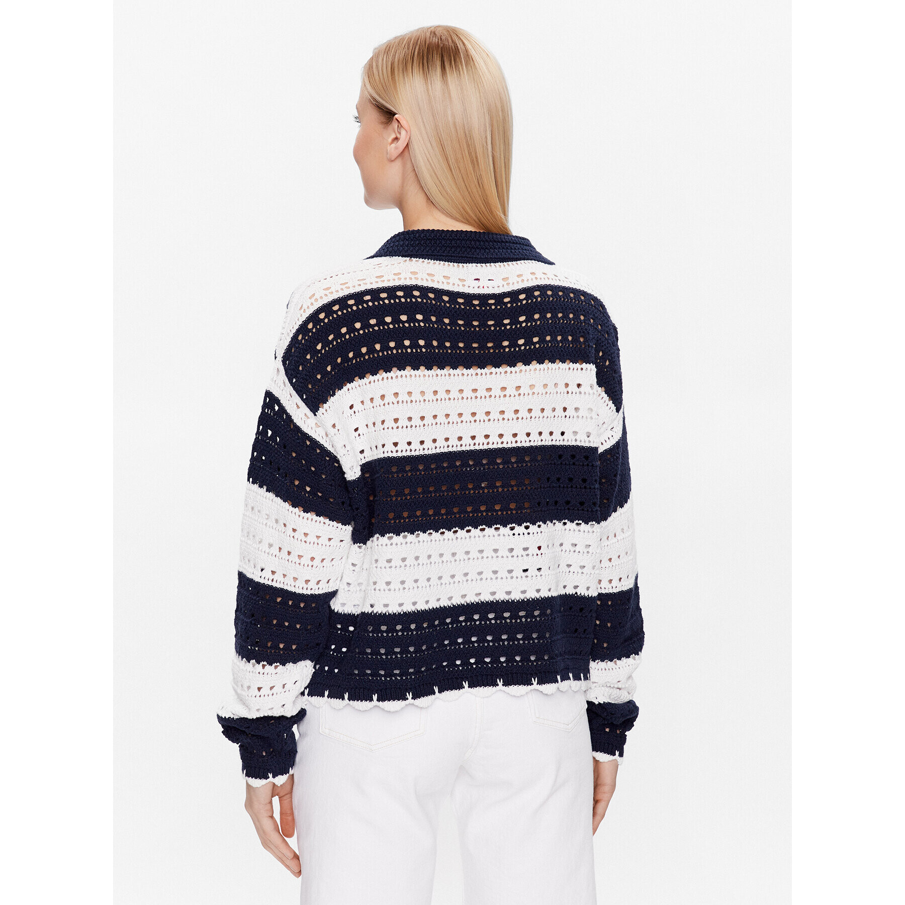 Tommy Jeans Sveter Summer Crochet DW0DW15404 Tmavomodrá Relaxed Fit - Pepit.sk