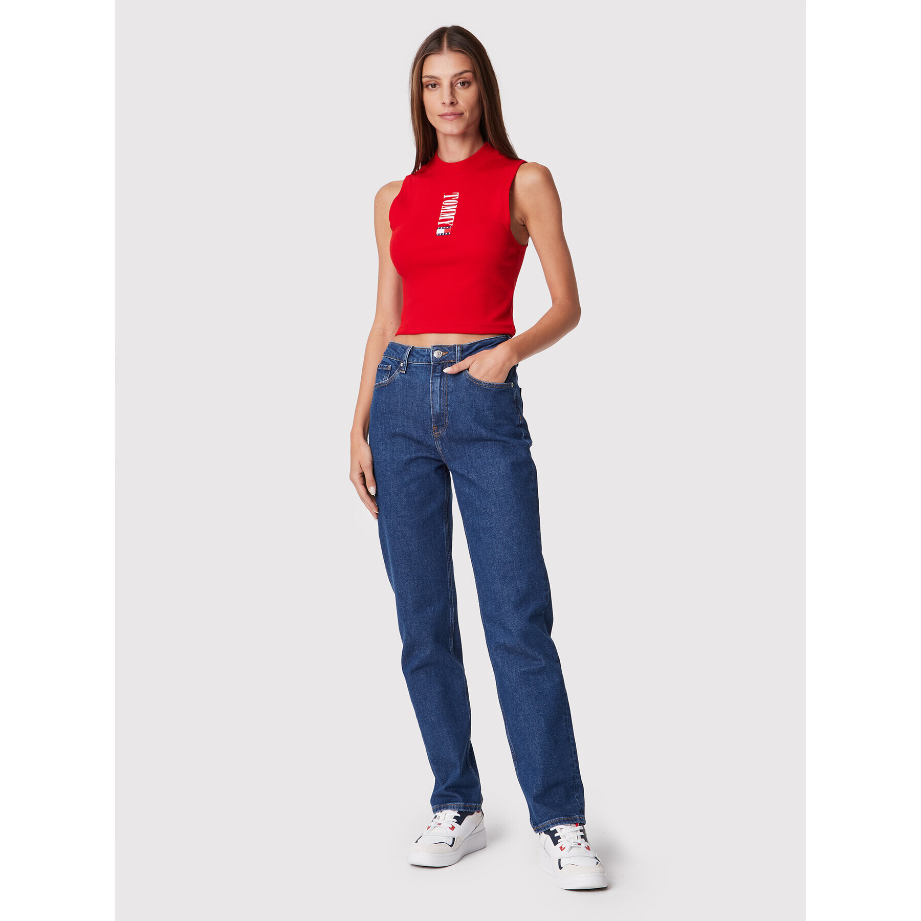 Tommy Jeans Top DW0DW14377 Červená Slim Fit - Pepit.sk