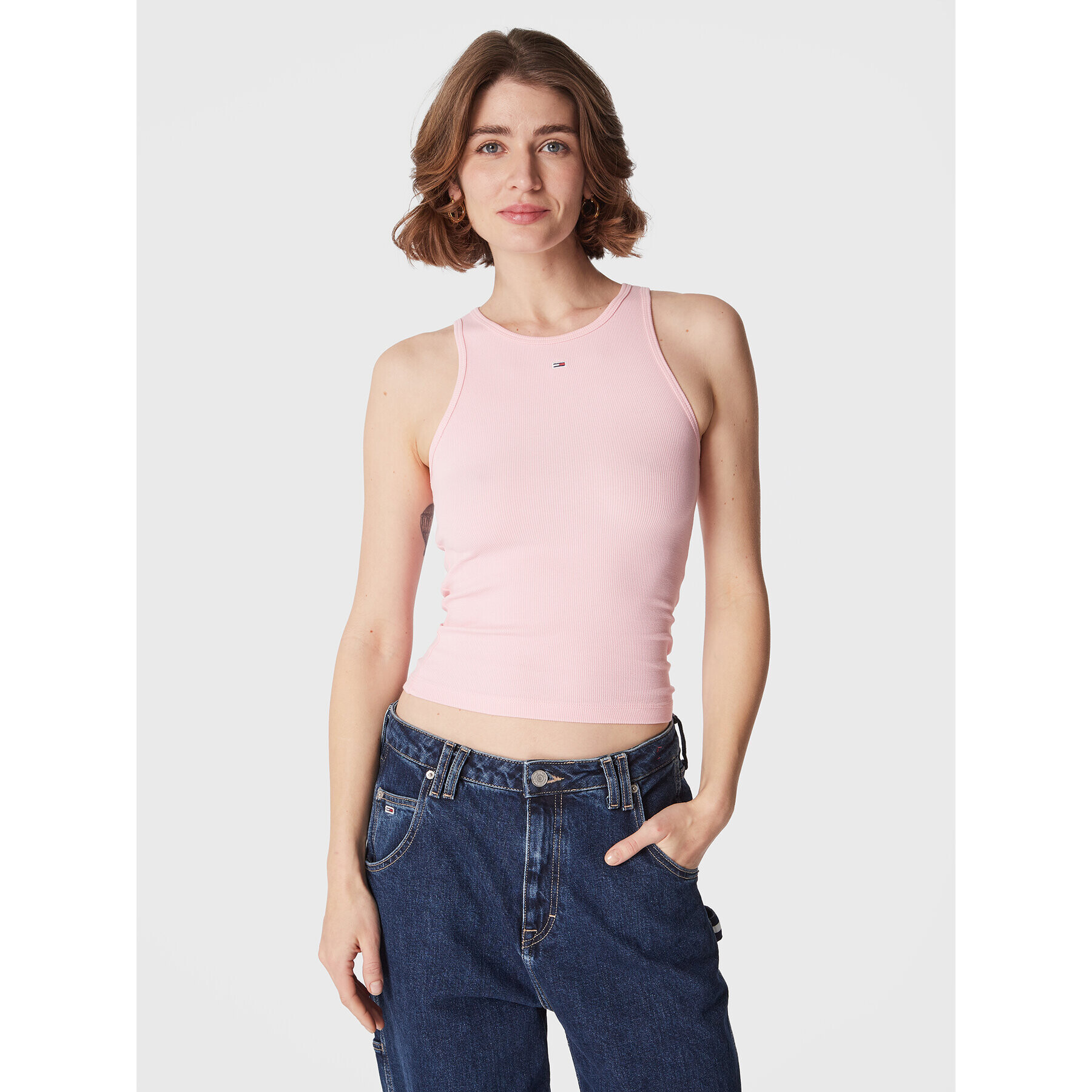 Tommy Jeans Top Essential DW0DW14875 Ružová Slim Fit - Pepit.sk