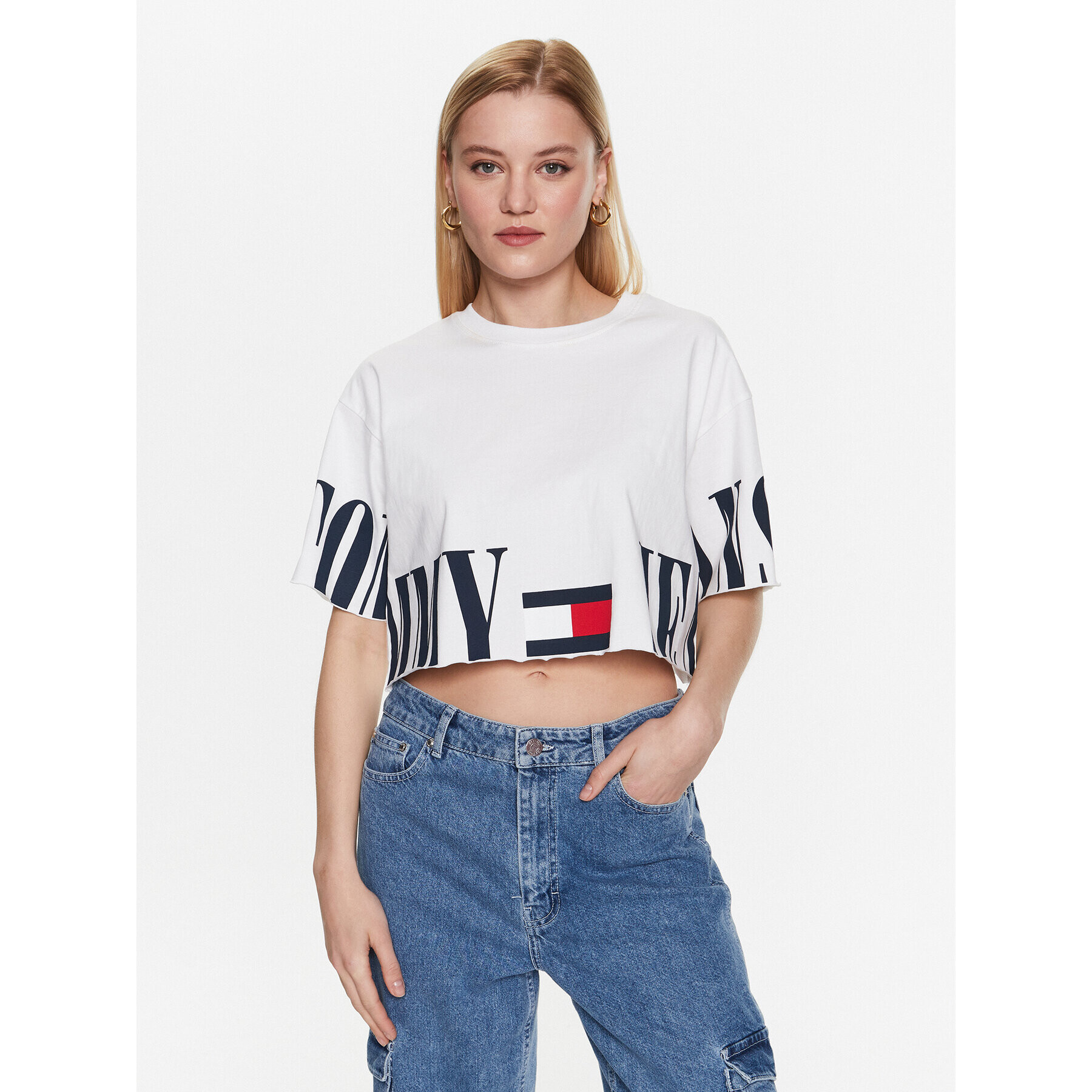 Tommy Jeans Tričko Archive 2 DW0DW15460 Biela Oversize - Pepit.sk