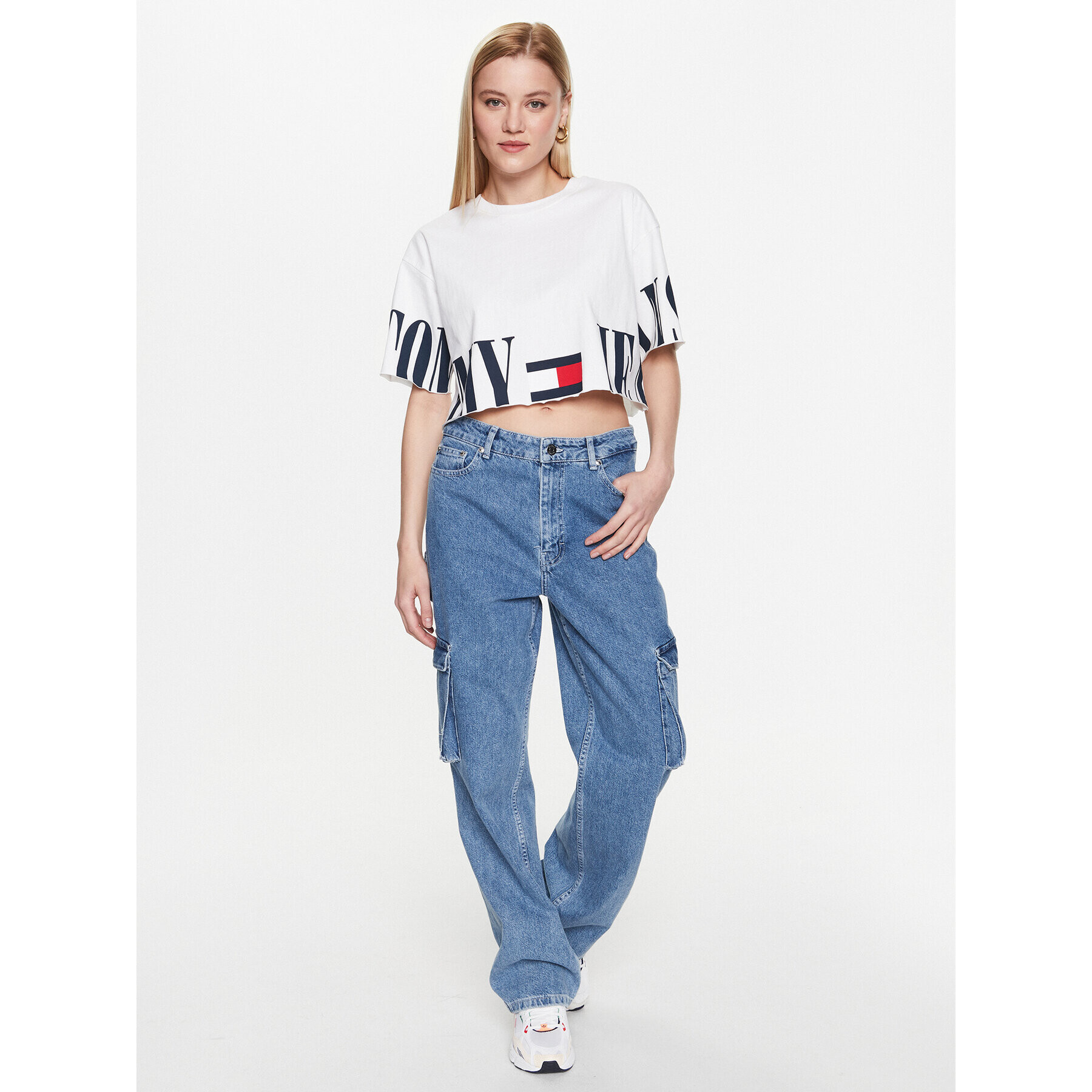 Tommy Jeans Tričko Archive 2 DW0DW15460 Biela Oversize - Pepit.sk