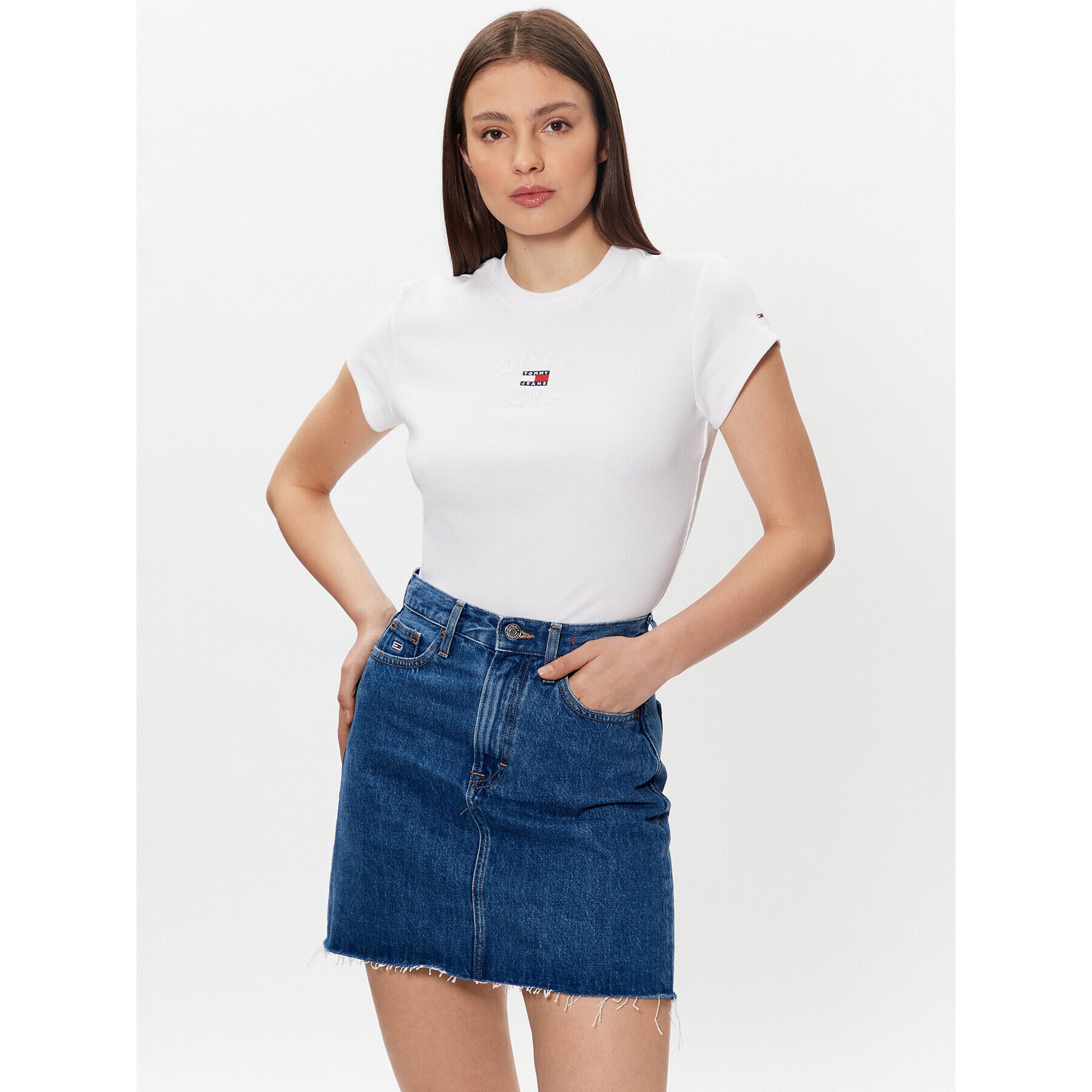 Tommy Jeans Tričko Baby Mirror DW0DW16289 Biela Regular Fit - Pepit.sk