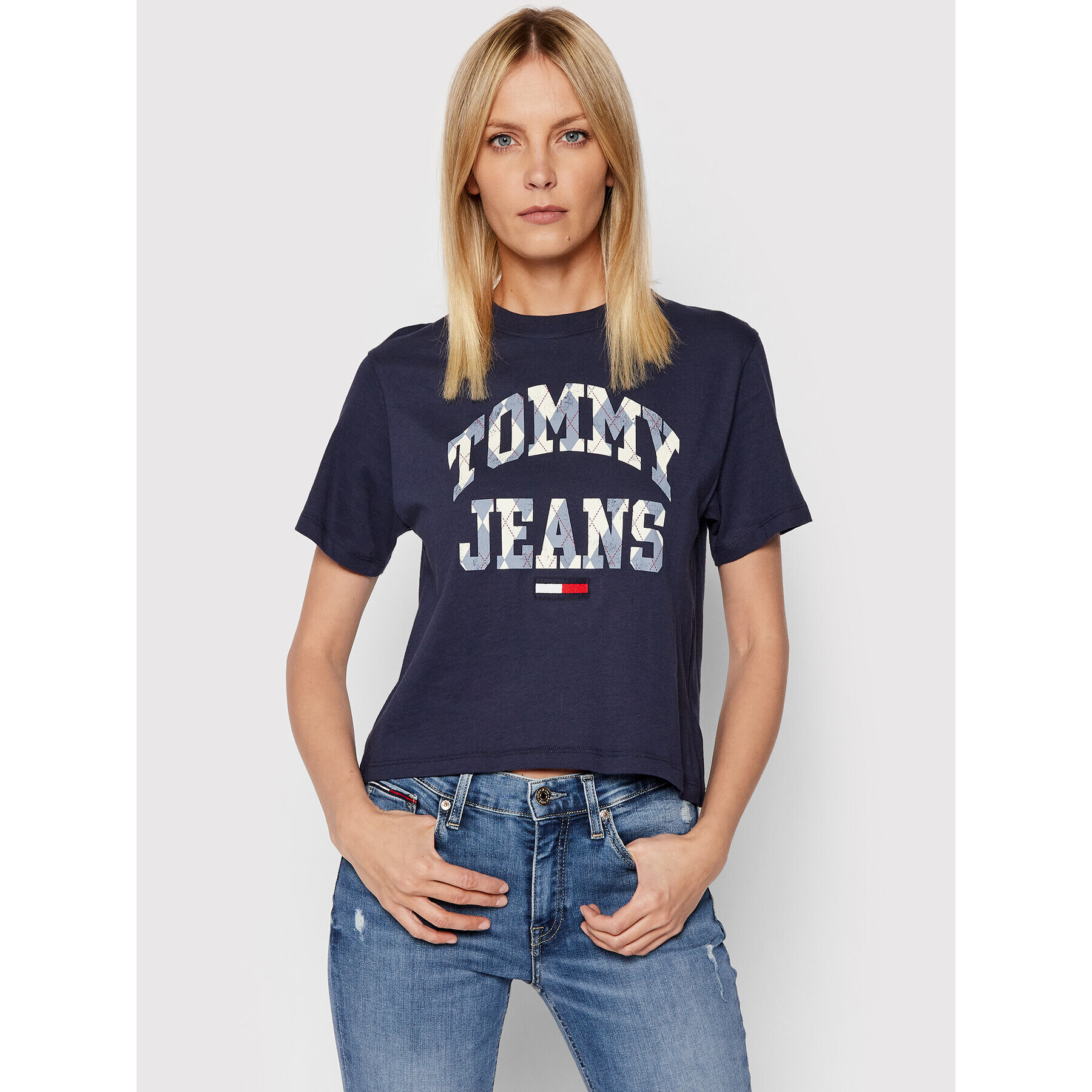 Tommy Jeans Tričko Classic College Argyle DW0DW11928 Tmavomodrá Relaxed Fit - Pepit.sk